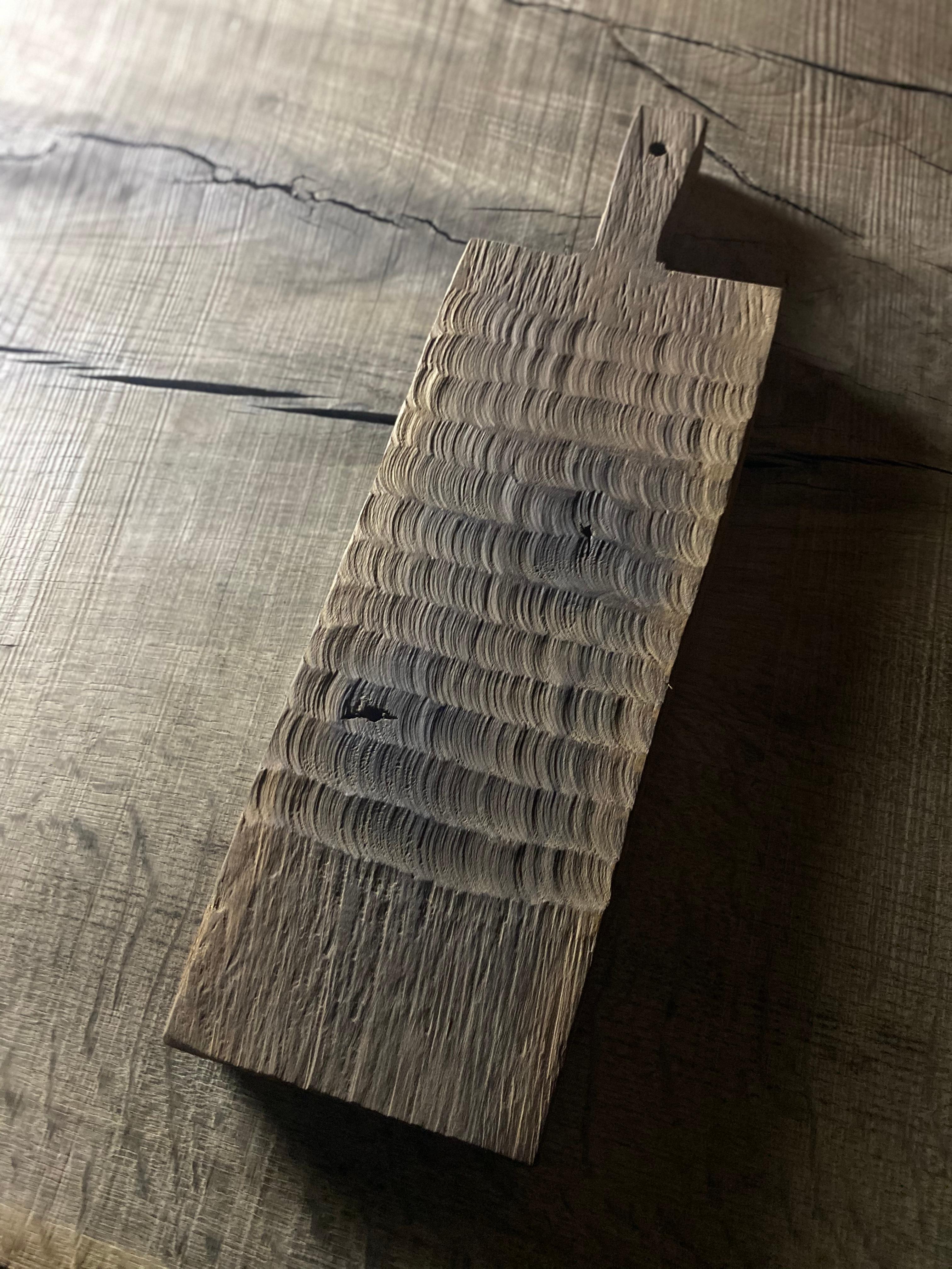 Brutalist Decorative Cutting Board #3, Sculpted Oak For Sale
