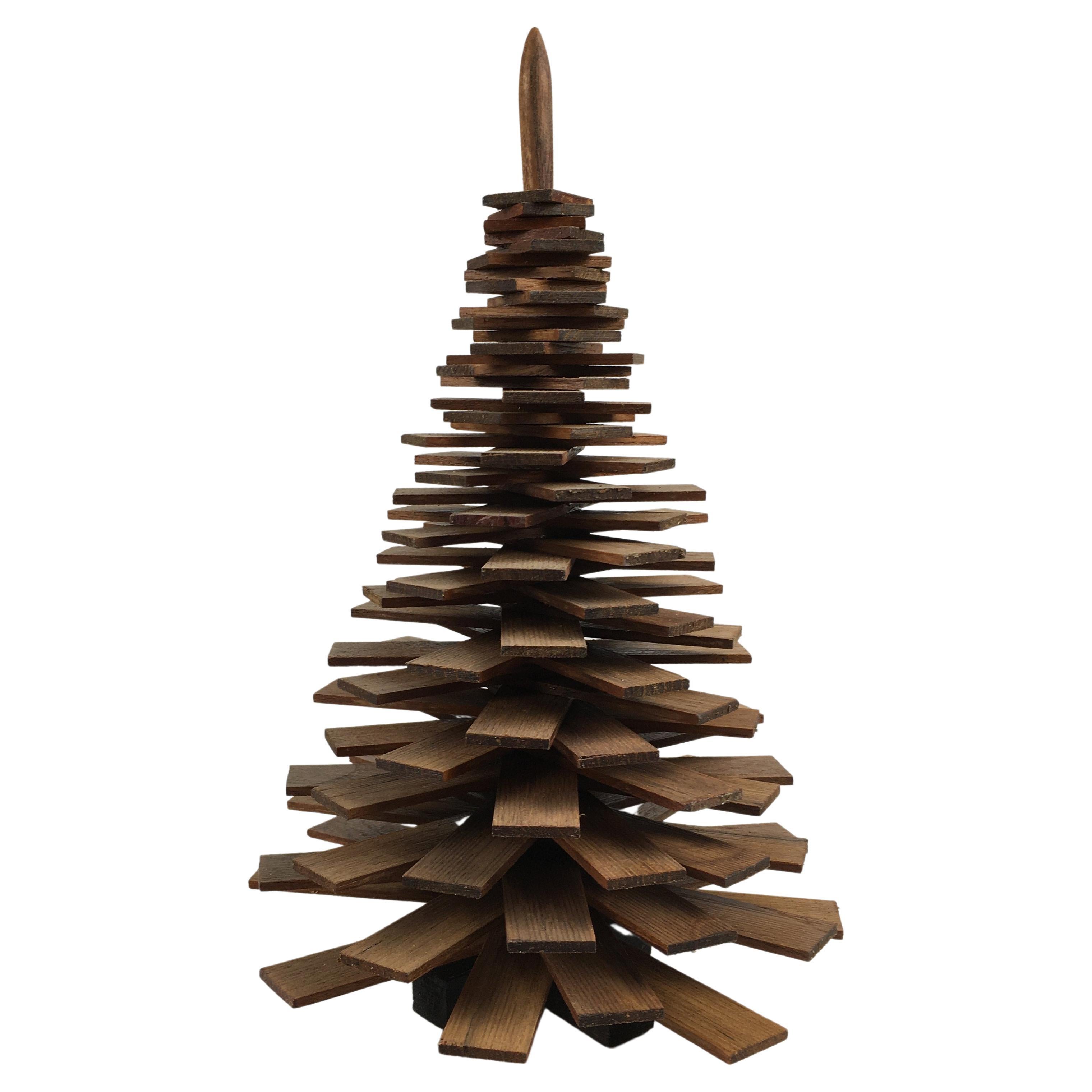 Decorative Danish Medium Handmade Wooden Christmas Tree in Teak For Sale
