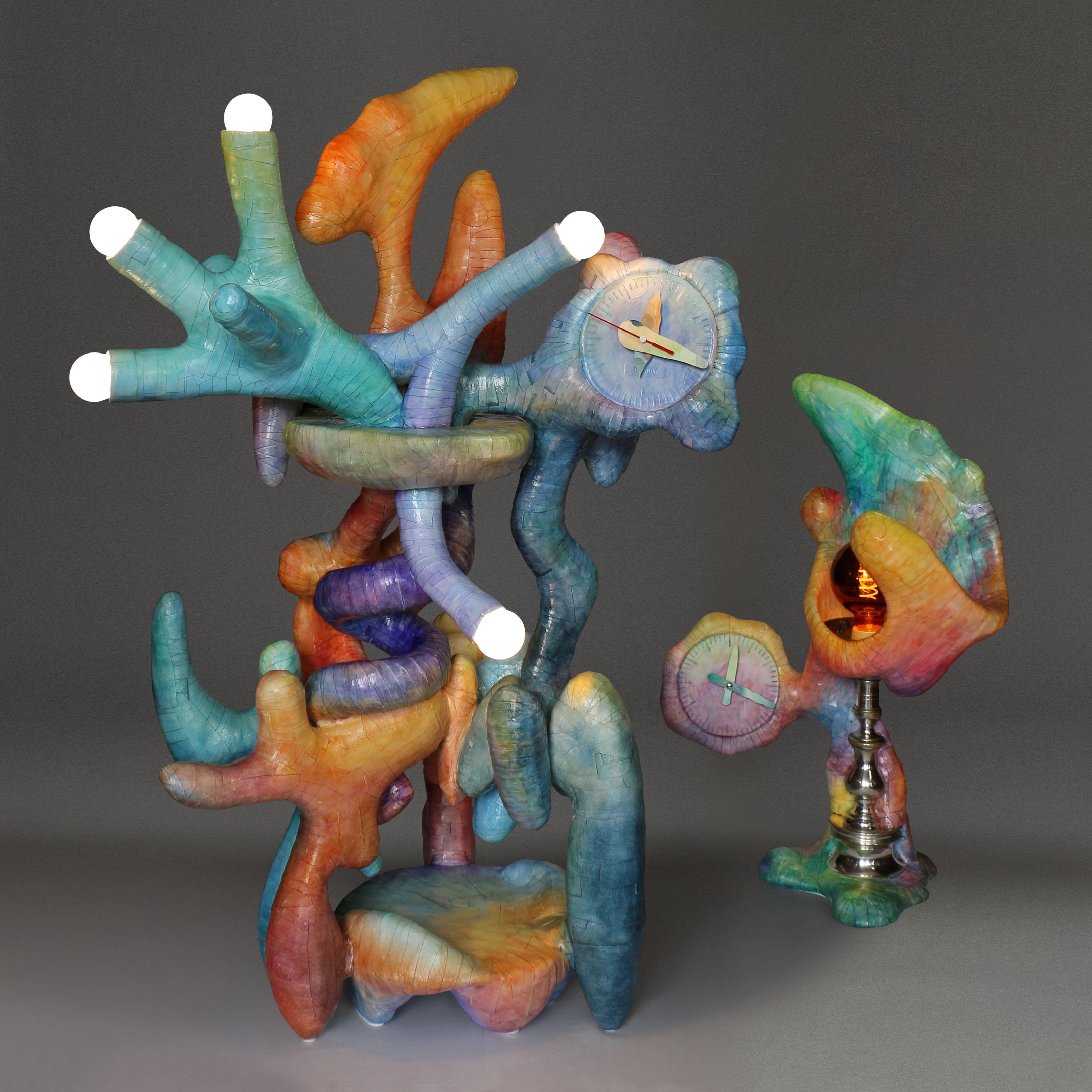 Dekorative Design-Skulptur Chameleon-Uhrlampe I von Vadim Kibardin im Angebot 2