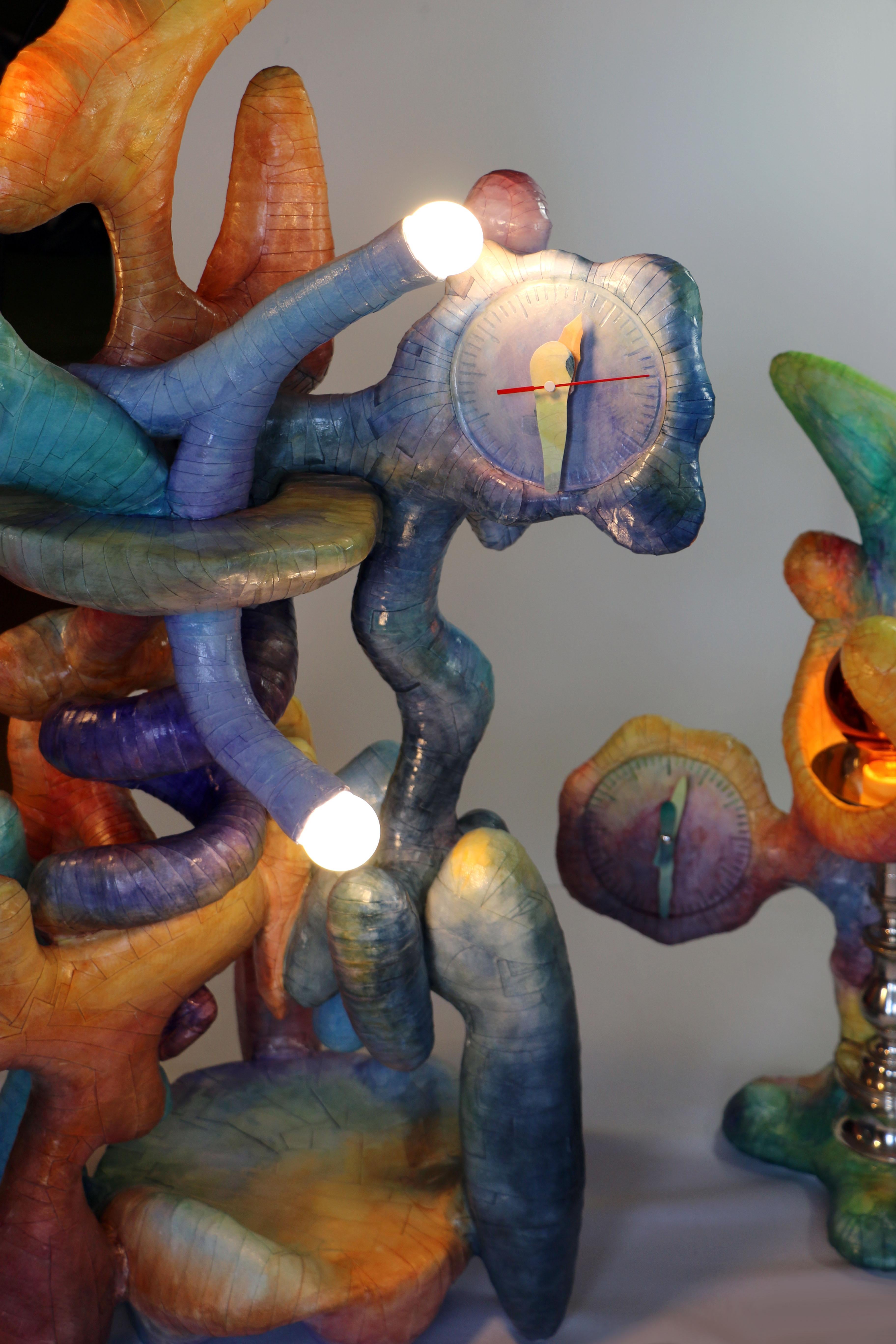 Decorative Design Sculpture Chameleon Clock Lamp I by Vadim Kibardin For Sale 3