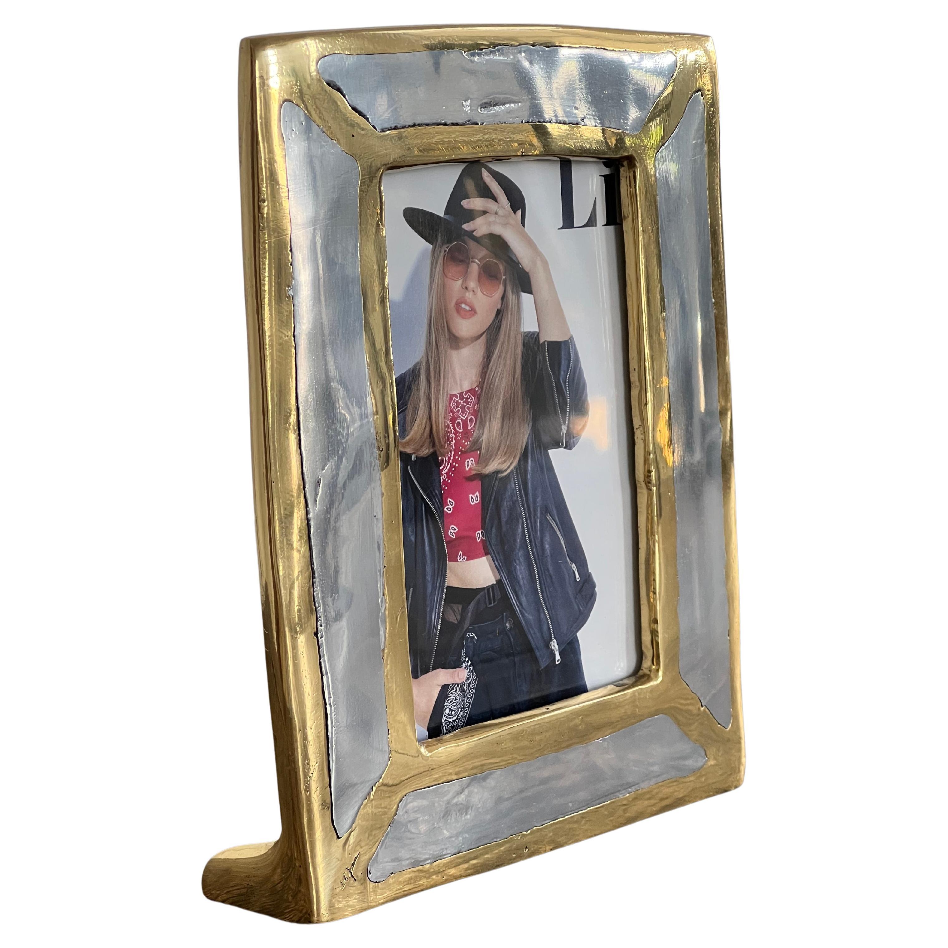 Decorative Diagonal Picture Frame N019 Solid Cast Brass Aluminum Handmade Spain  For Sale