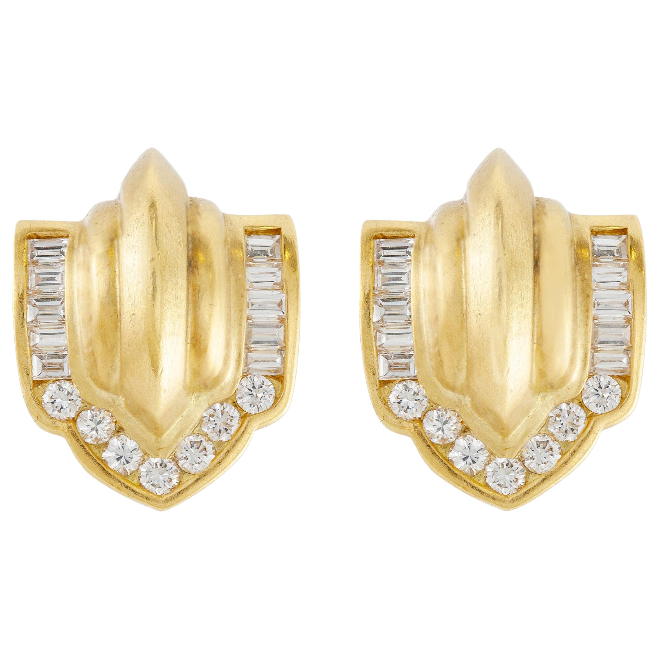 Decorative Diamond Clip-On Earrings For Sale