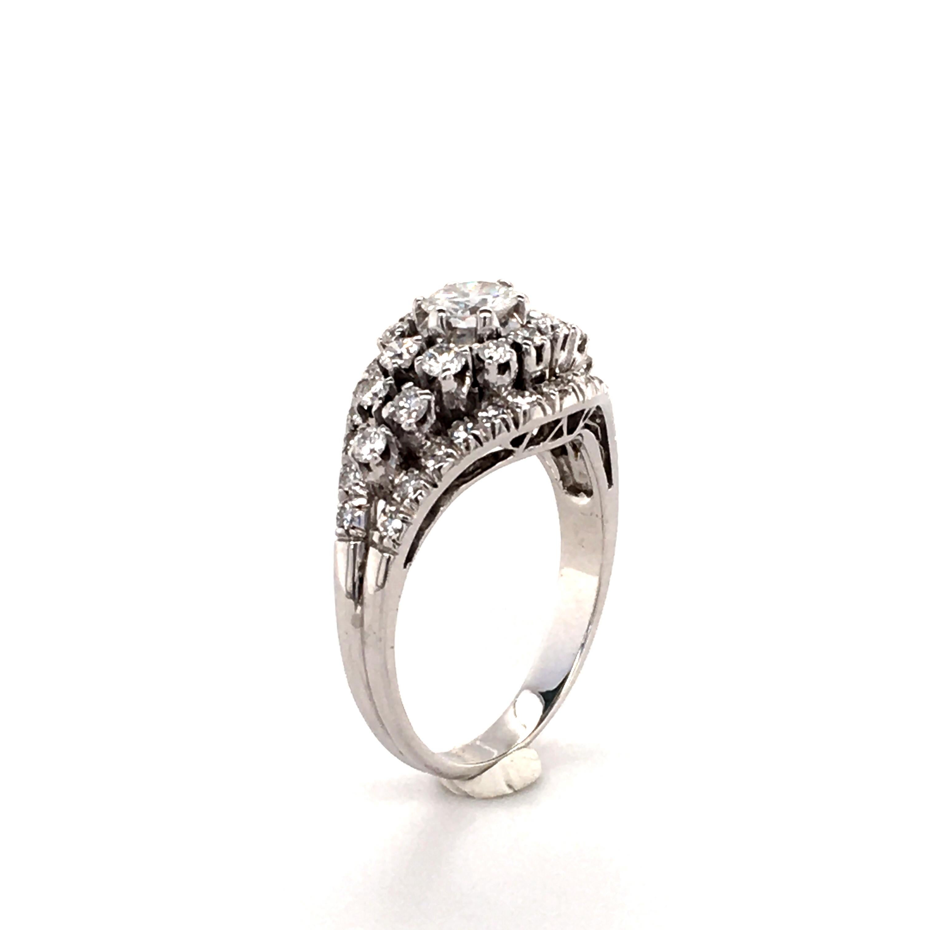 Women's or Men's Decorative Diamond Ring in 18 Karat White Gold by Bucherer