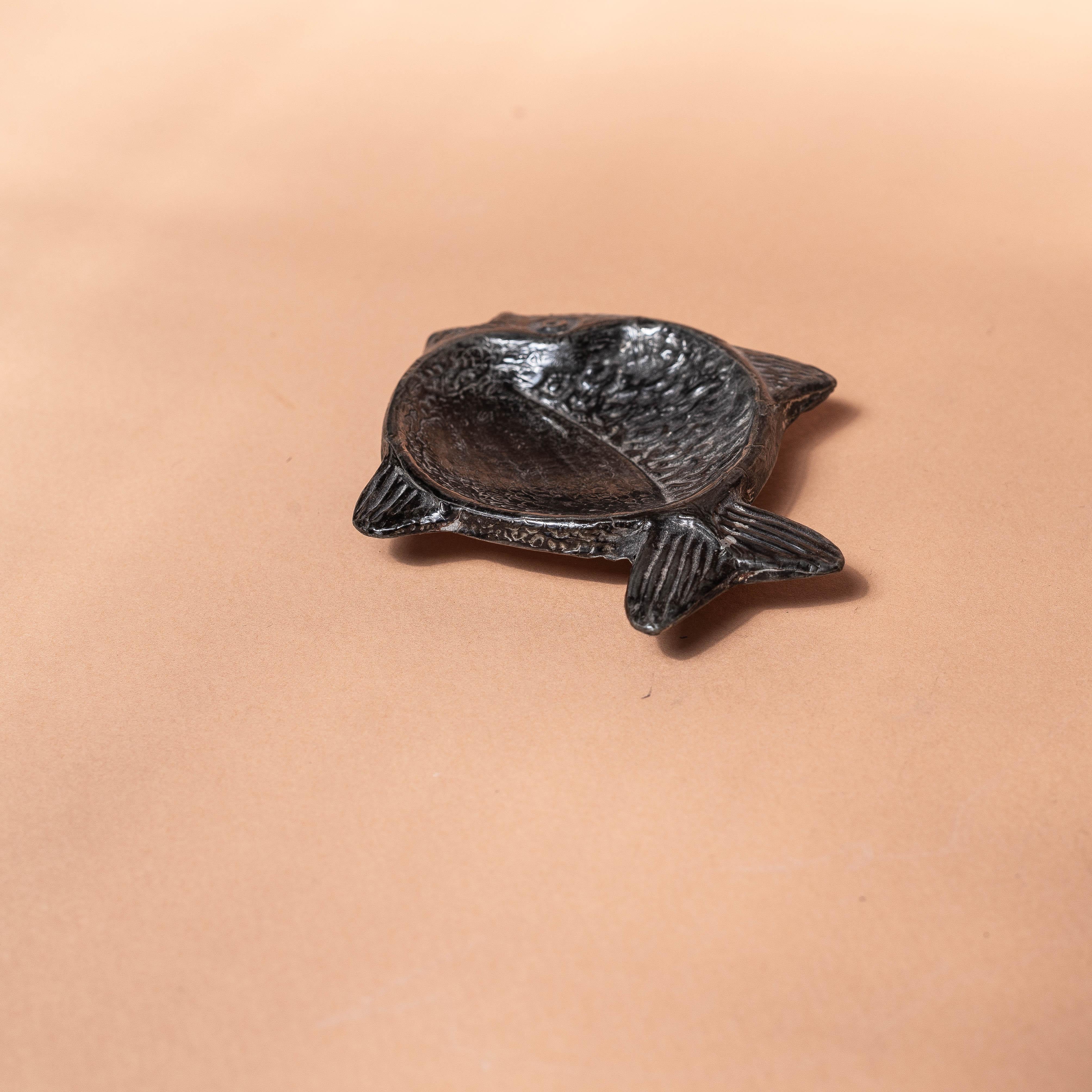 20th Century Decorative Dish or Trinket, Silvered Metal Fish Design, 1970s For Sale
