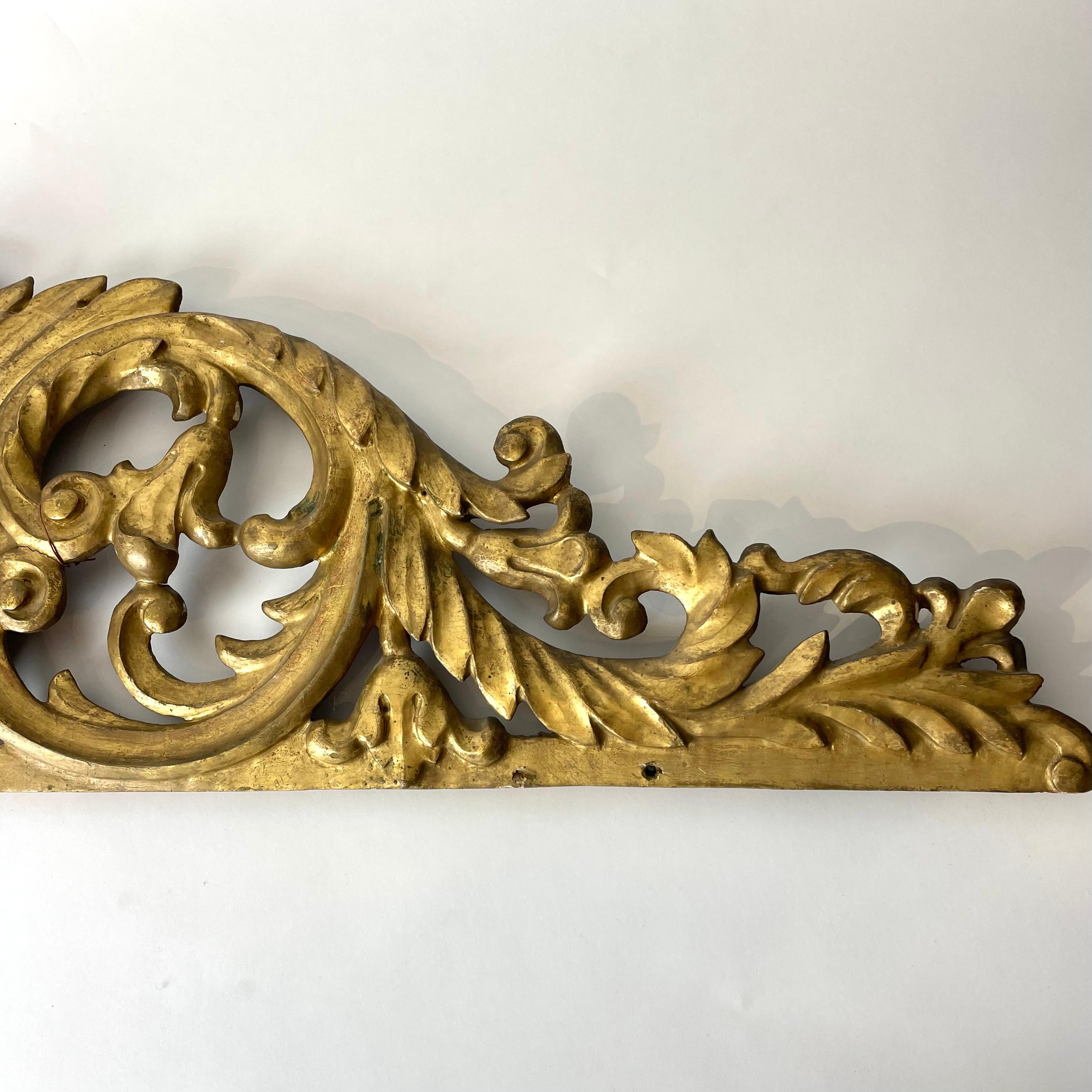 Rococo Decorative Door Moulding Architrave Gilt and Silvered Wood Panel, 18th Century For Sale