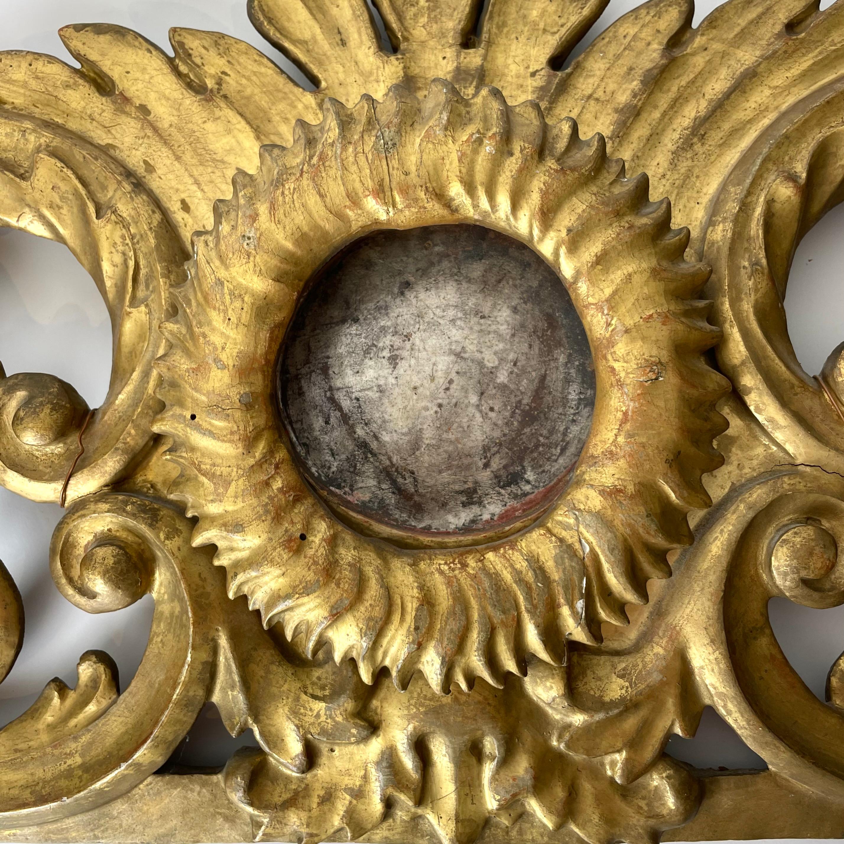 Rococo Decorative Door Moulding Architrave Gilt and Silvered Wood Panel, 18th Century For Sale