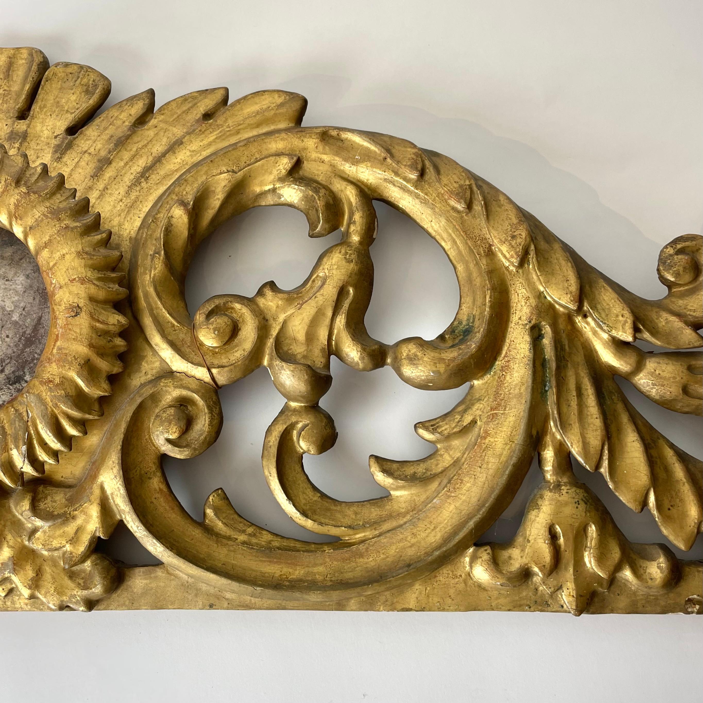 Decorative Door Moulding Architrave Gilt and Silvered Wood Panel, 18th Century For Sale 1