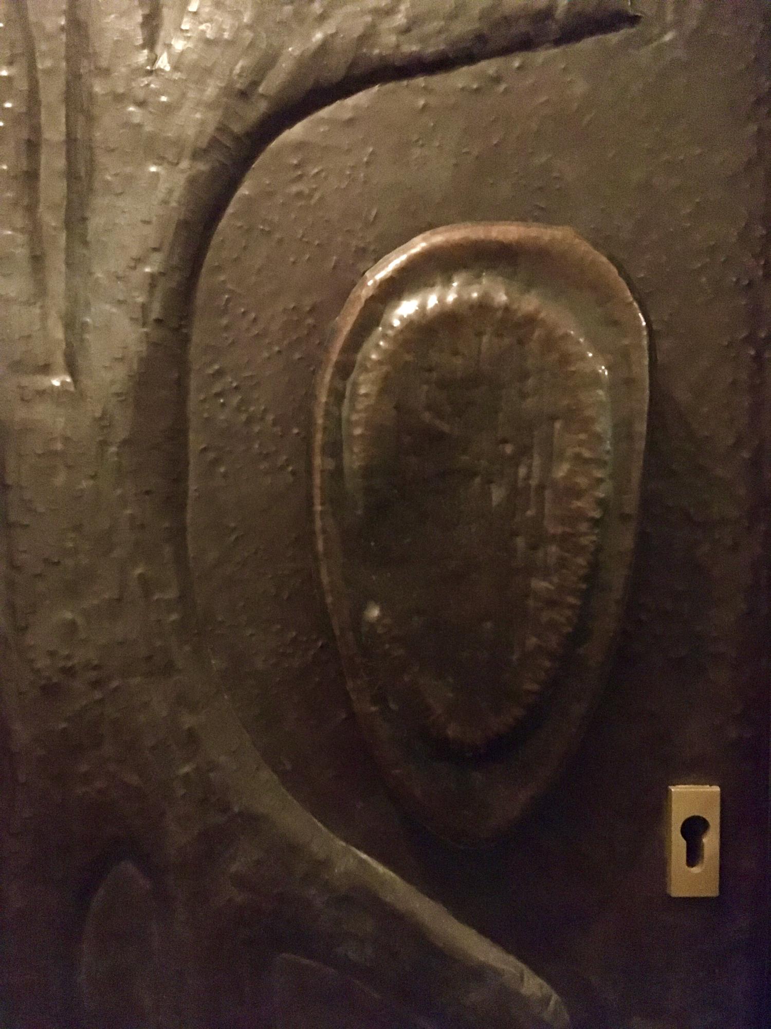 20th Century Decorative Door with Hammered Copper Cladding