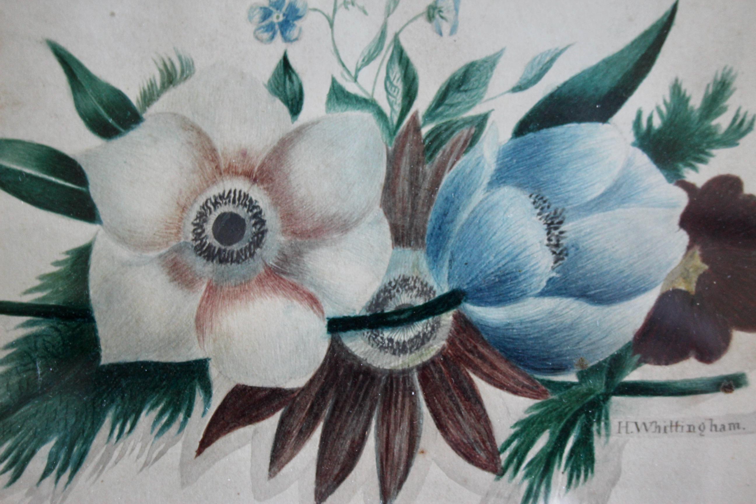 dekorative Zeichnung von Blumen Aquarell (Englisch) im Angebot