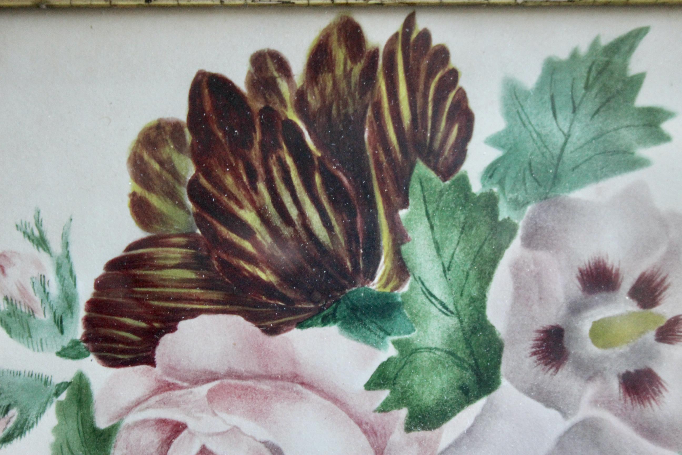 Anglais dessin décoratif de fleurs aquarelle en vente