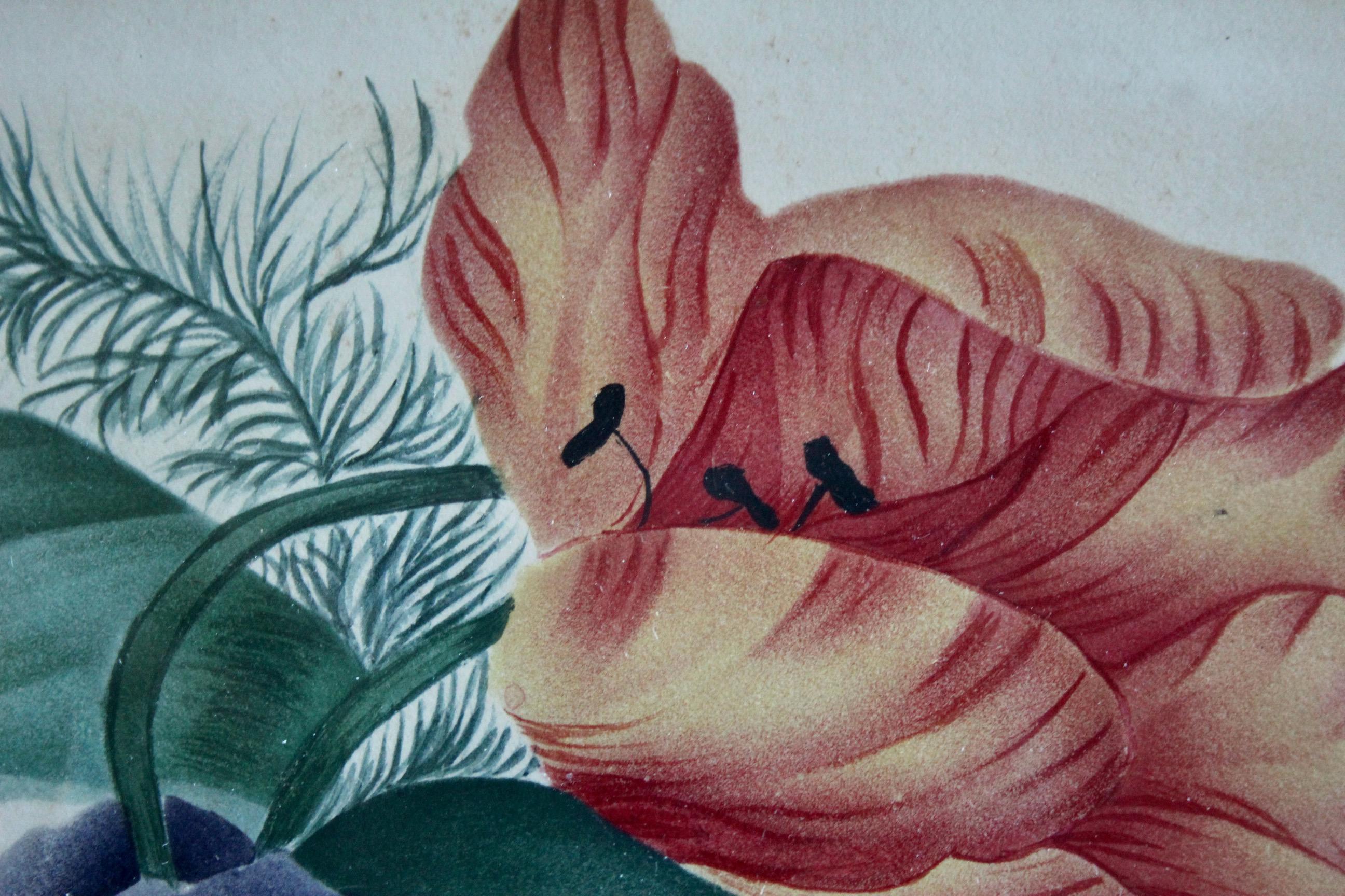 dessin décoratif de fleurs aquarelle Bon état - En vente à grand Lancy, CH