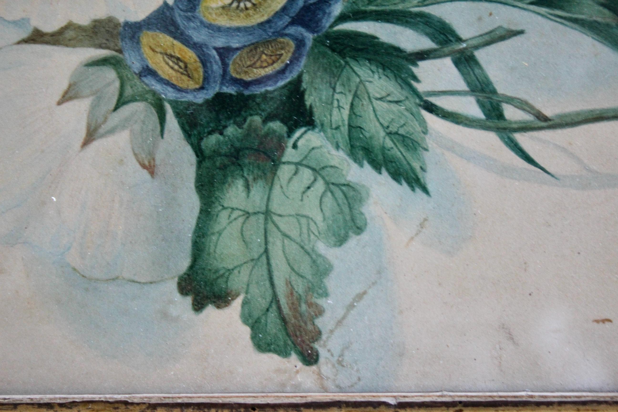 dekorative Zeichnung von Blumen Aquarell (Holz) im Angebot