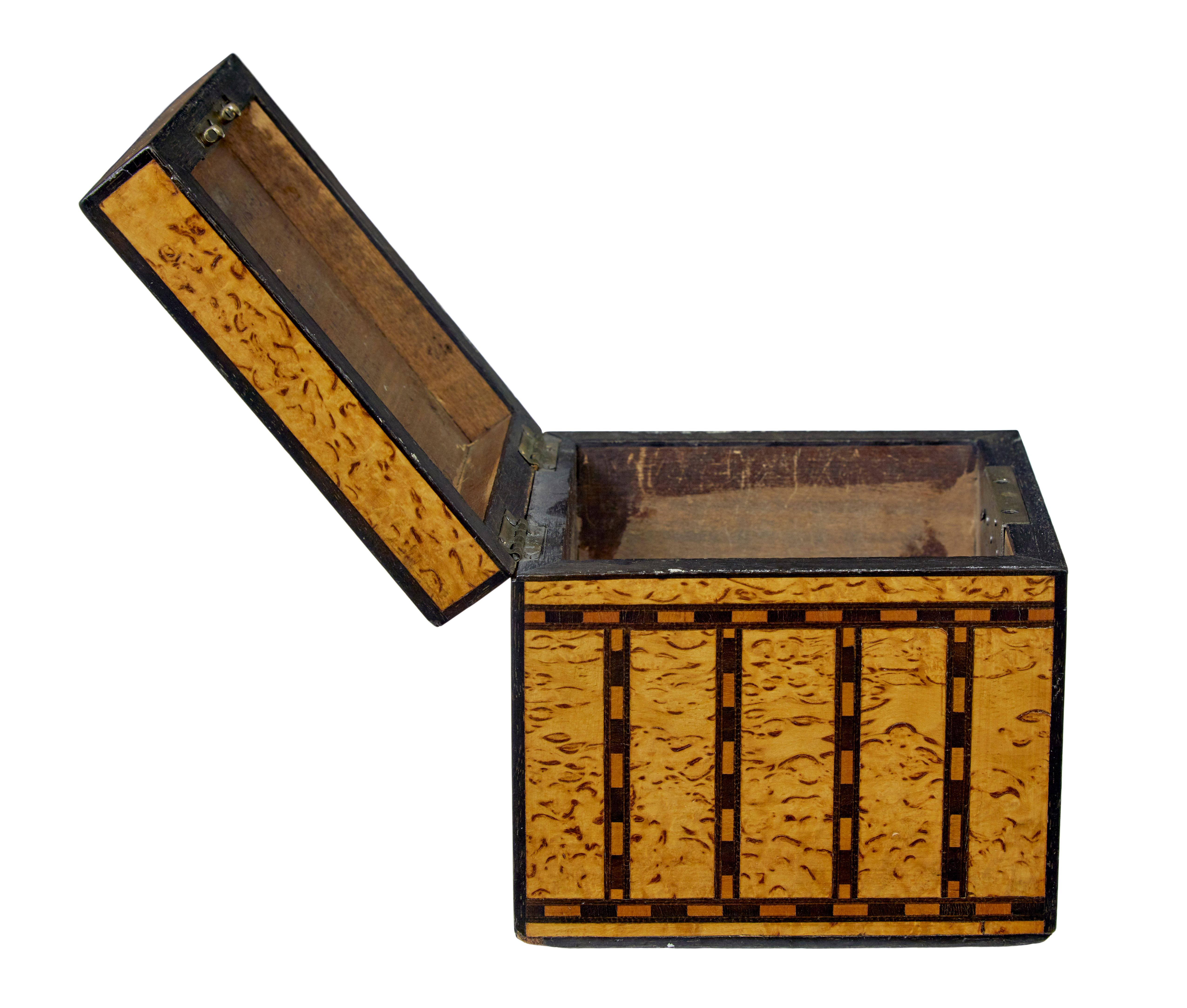 Russian Decorative early 20th century burr birch inlaid box For Sale