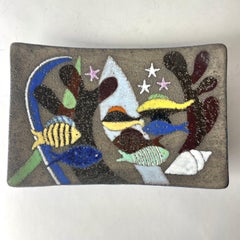 Decorative eartenware fruit platter by Anna-Lisa Thomson. Mid 20th Century