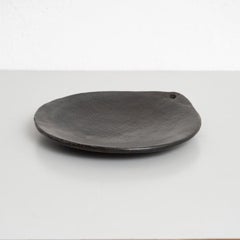 Spanish Design Decorative Black Earthenware Tray, Circa 1950