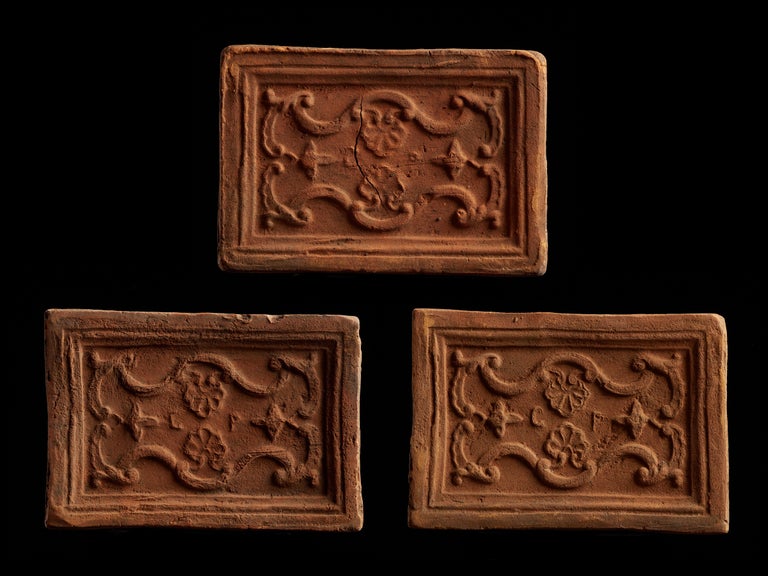 Decorative Earthenware Tiles with Abstract Relief For Sale at 1stDibs