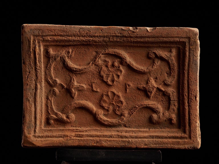 Decorative Earthenware Tiles with Abstract Relief For Sale at 1stDibs