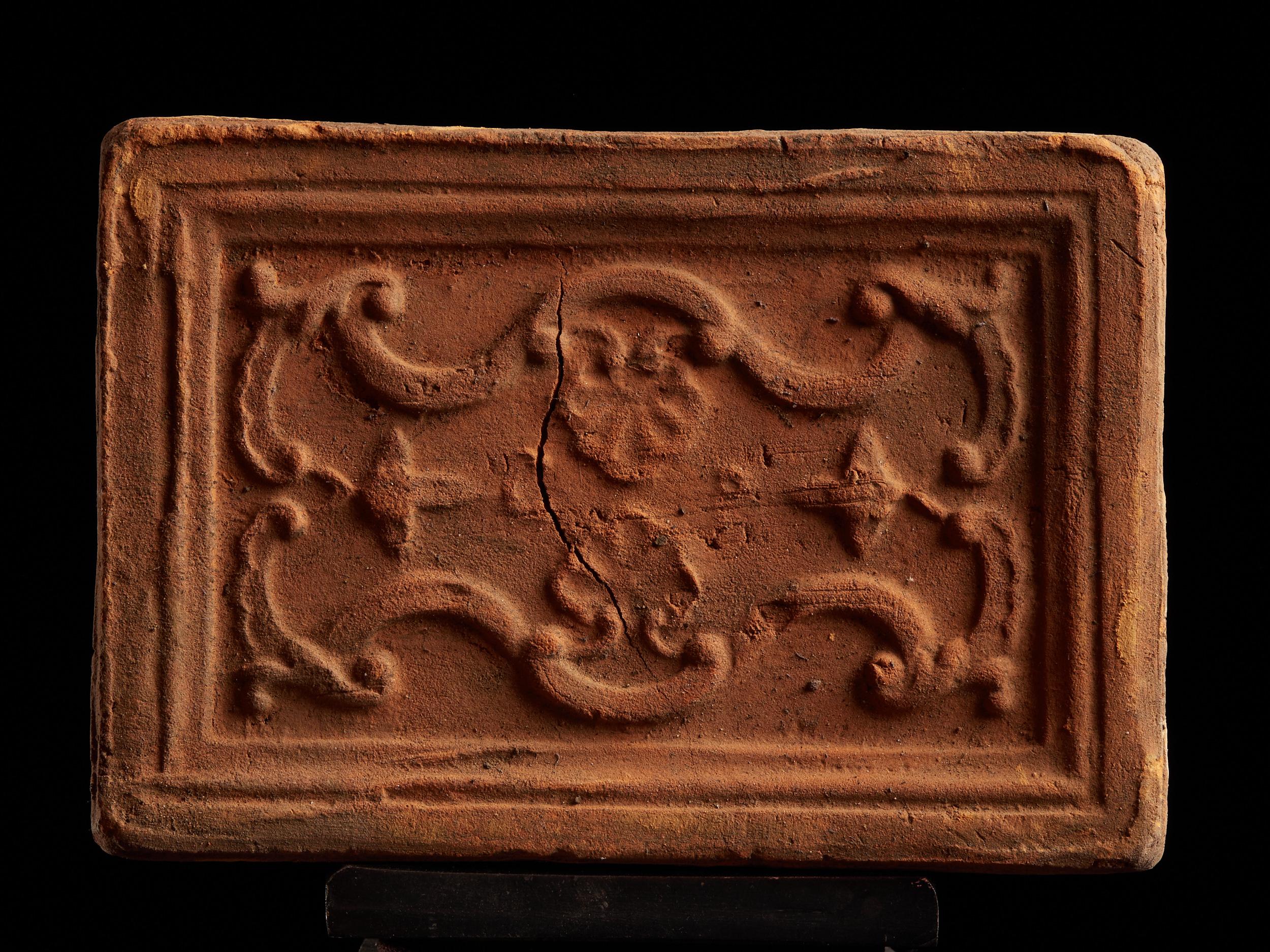 Decorative Earthenware Tiles with Abstract Relief 2