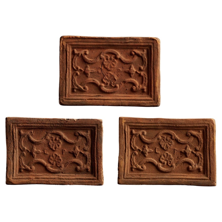 Decorative Earthenware Tiles with Abstract Relief For Sale at 1stDibs