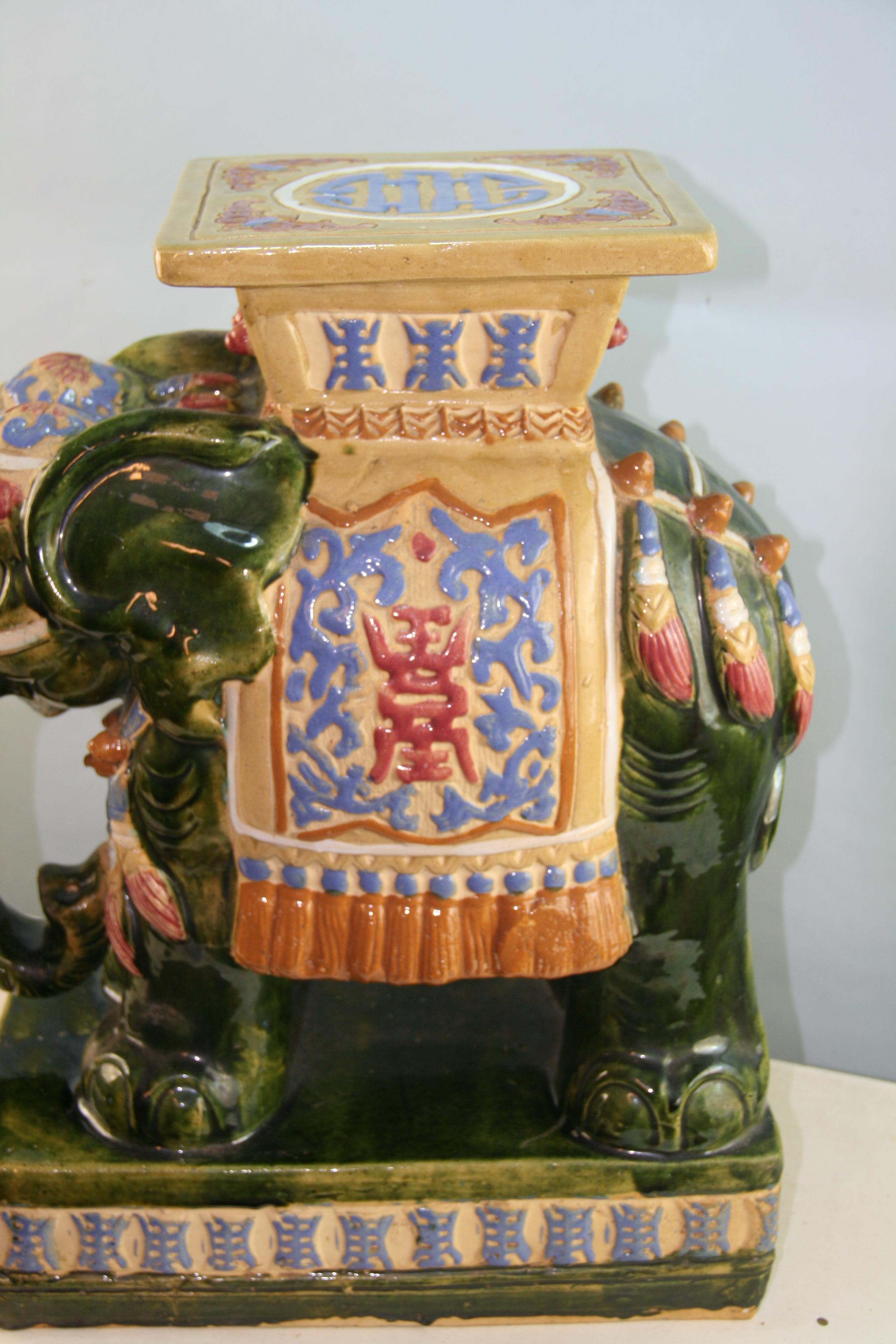 Ceramic Decorative Elephant Garden Seat/Pedestal For Sale