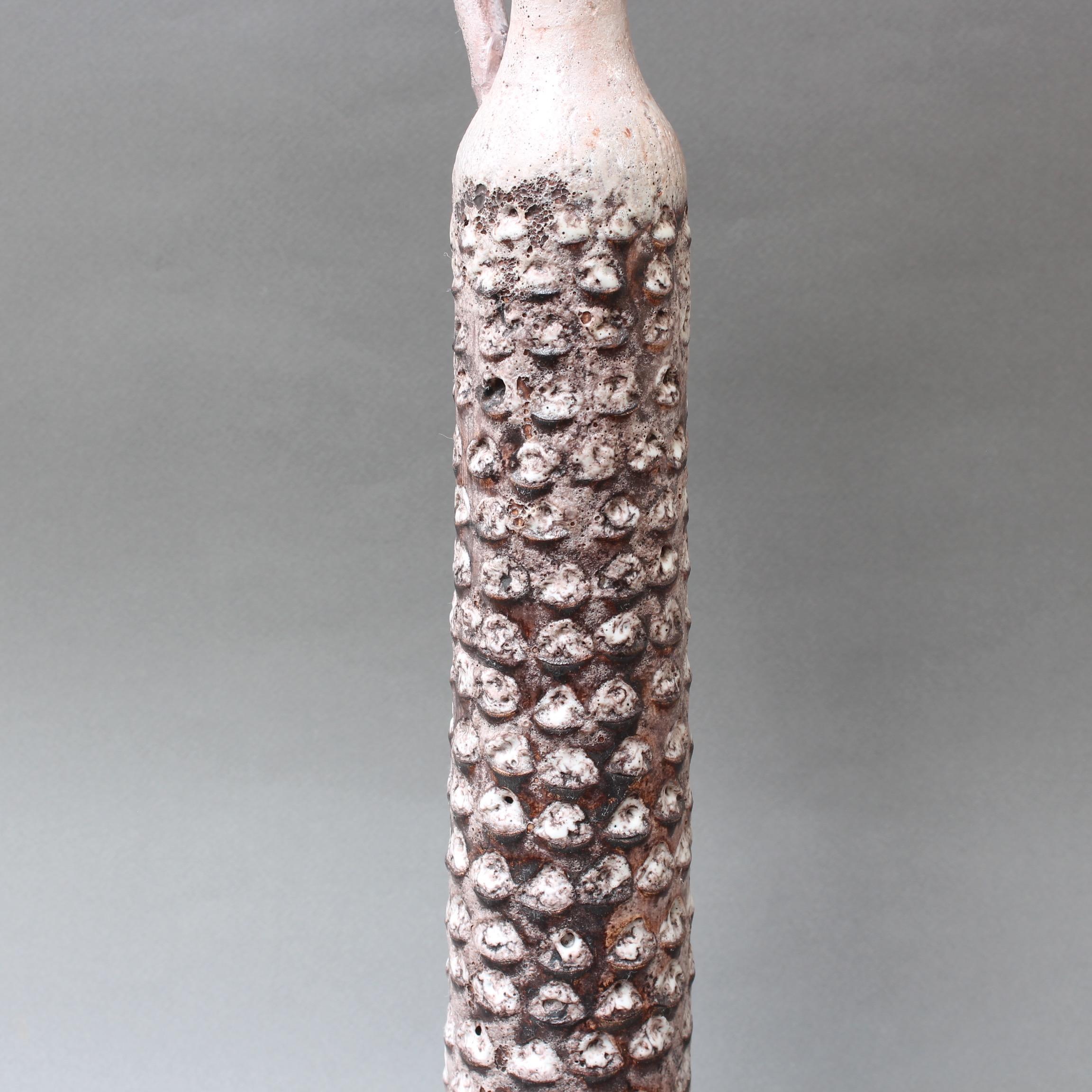 Decorative Elongated Ceramic Flower Vase by Jacques Pouchain, circa 1950s For Sale 11