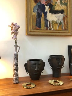 Dekorative längliche Blumenvase aus Keramik von Jacques Pouchain, ca. 1950er Jahre