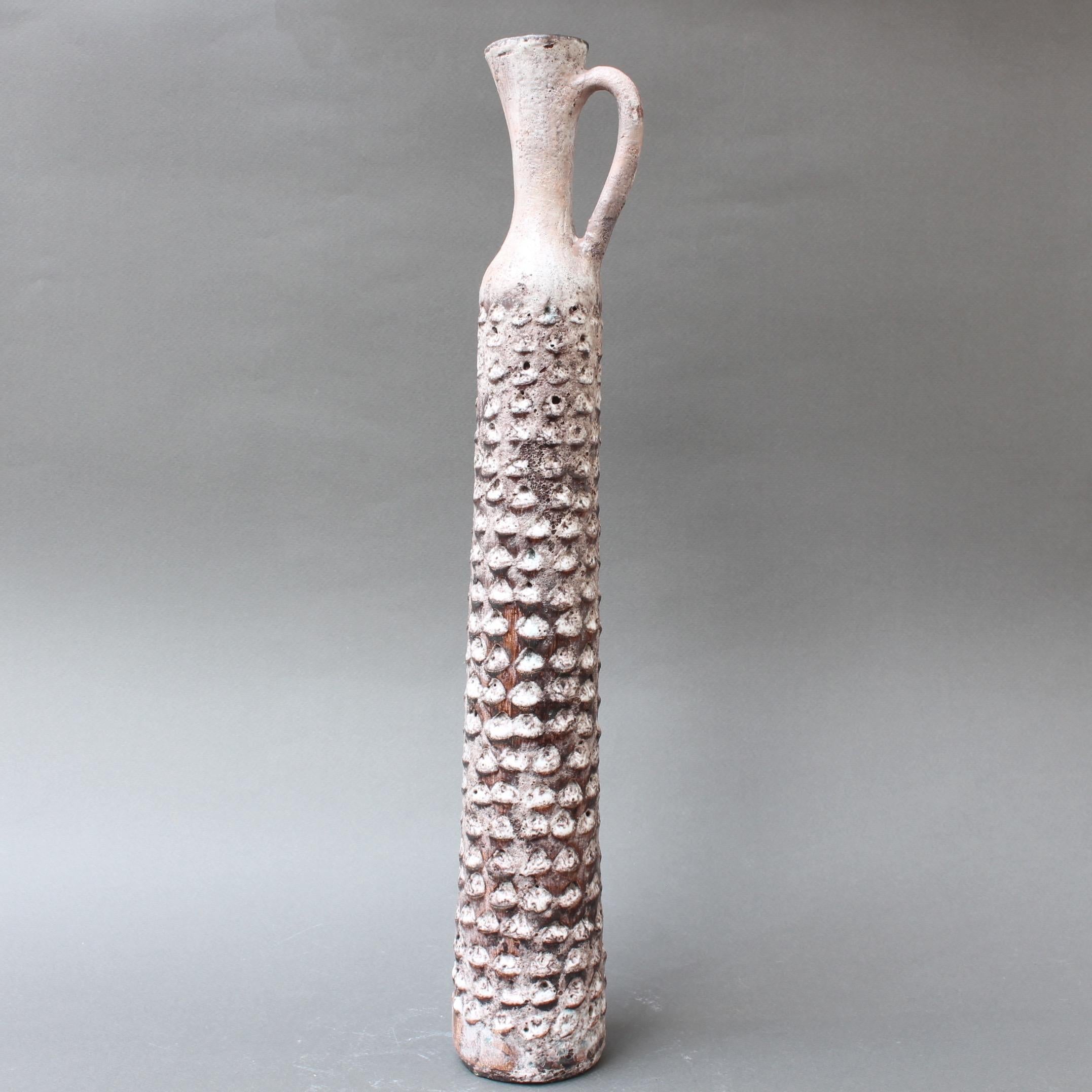 Mid-Century Modern Decorative Elongated Ceramic Flower Vase by Jacques Pouchain, circa 1950s For Sale