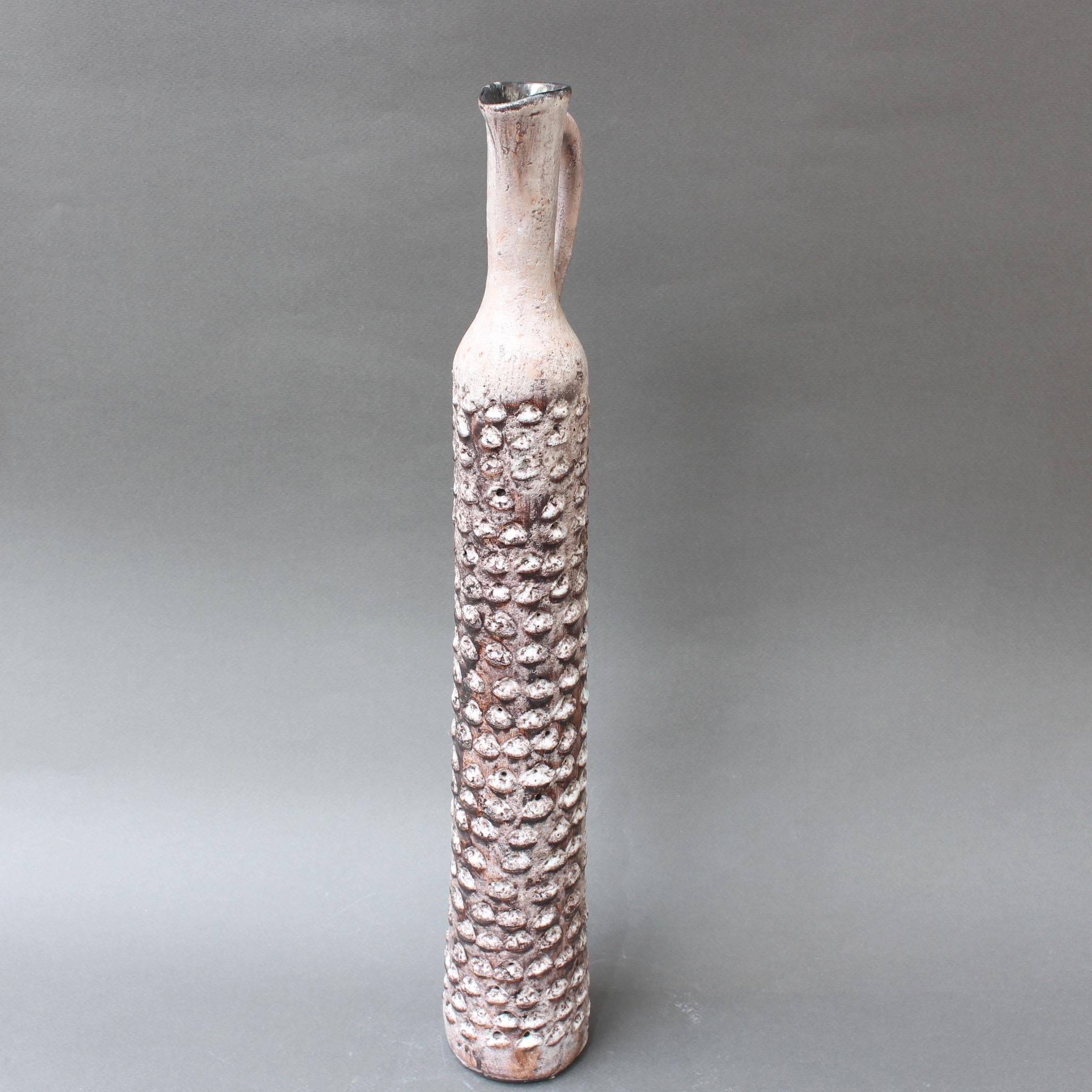 Decorative Elongated Ceramic Flower Vase by Jacques Pouchain, circa 1950s In Good Condition For Sale In London, GB