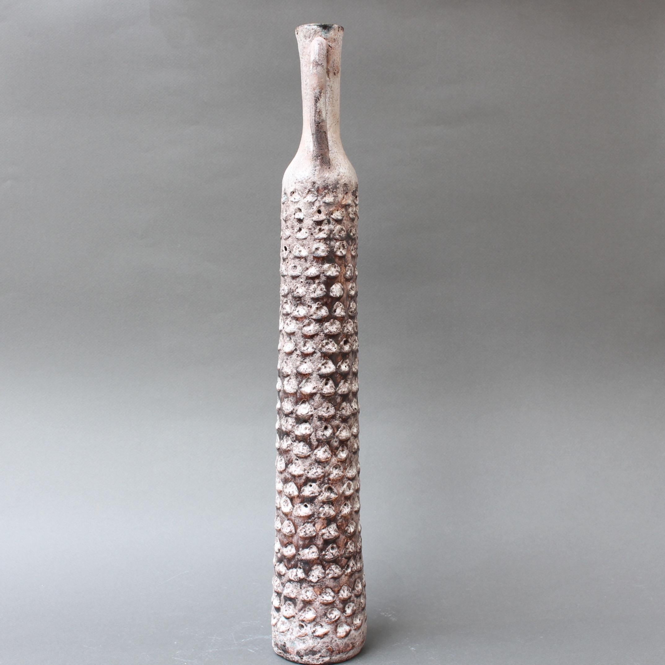 Mid-20th Century Decorative Elongated Ceramic Flower Vase by Jacques Pouchain, circa 1950s For Sale
