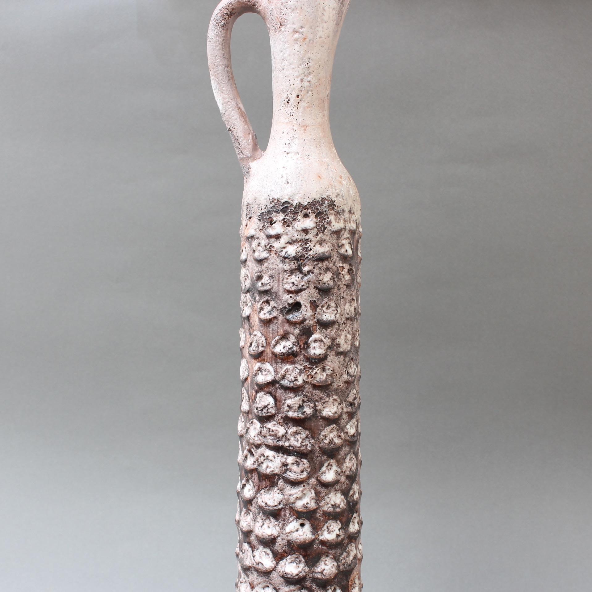 Decorative Elongated Ceramic Flower Vase by Jacques Pouchain, circa 1950s For Sale 1