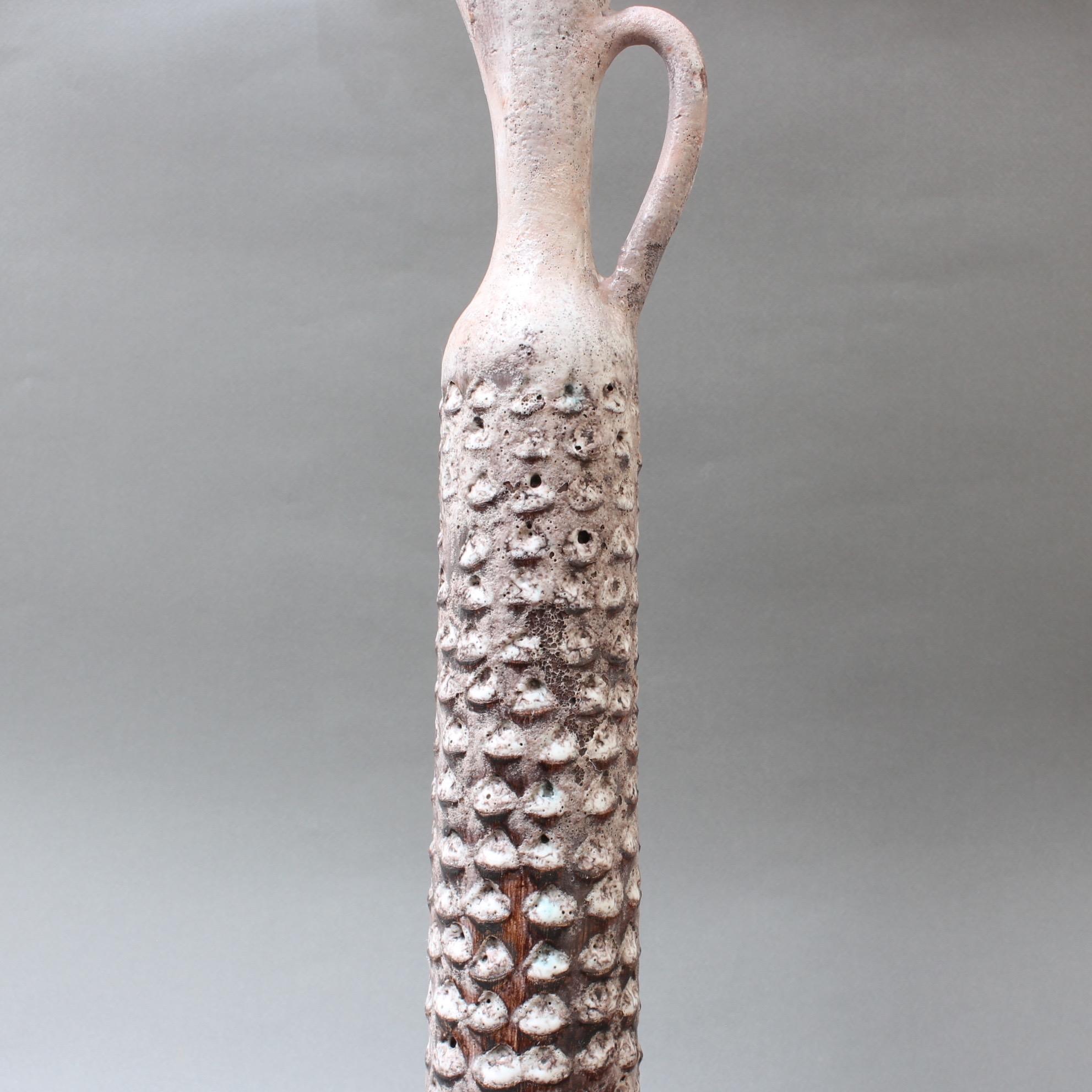 Decorative Elongated Ceramic Flower Vase by Jacques Pouchain, circa 1950s For Sale 2