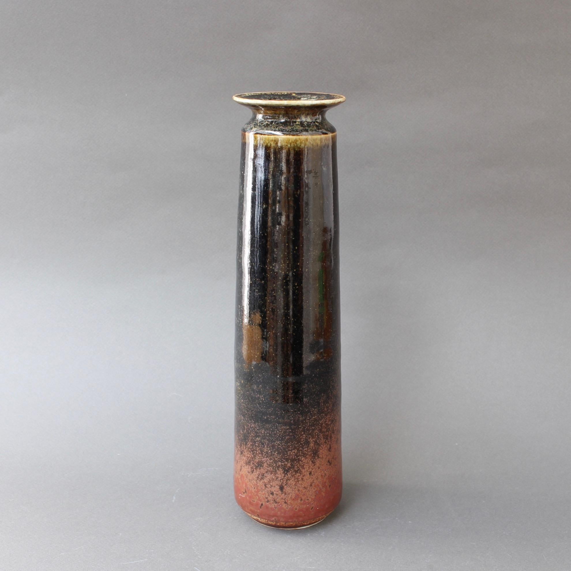 Mid-Century Modern Decorative Elongated Ceramic Flower Vase, circa 1960s For Sale