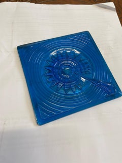 Decorative English Blue Glass Aesthetic Movement Style Tile