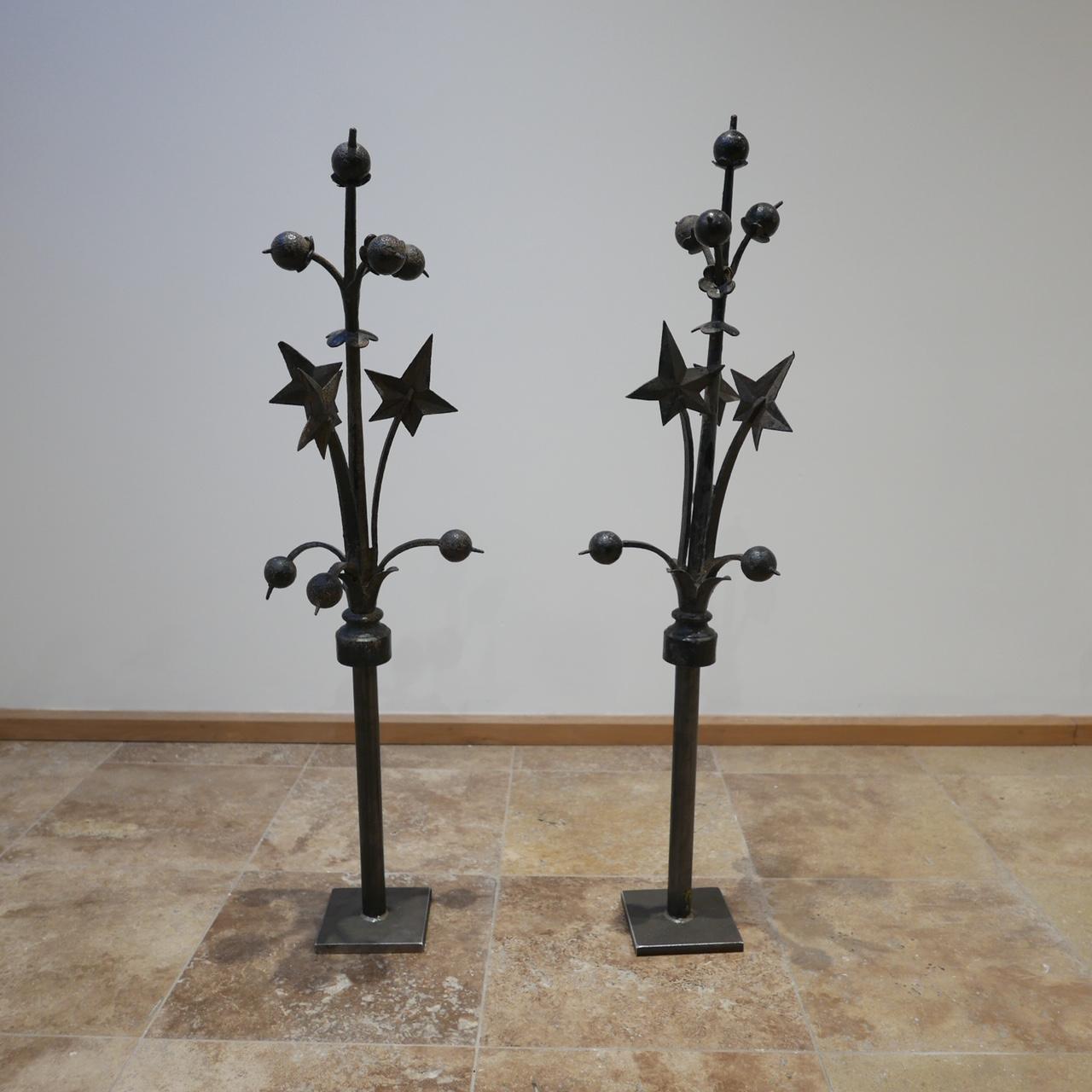 Decorative English Garden Finials with Custom Stands For Sale 2