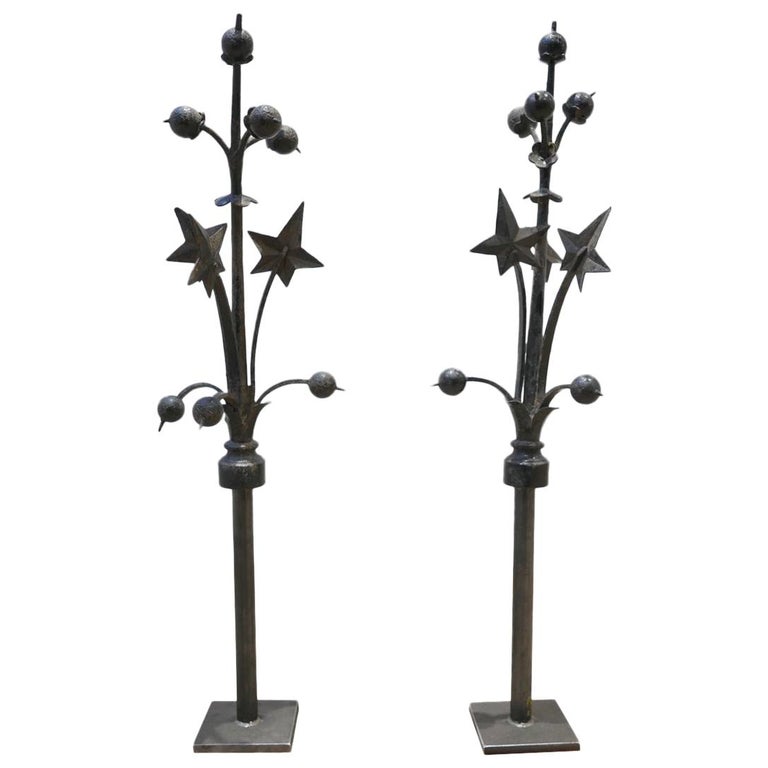 Decorative English Garden Finials with Custom Stands For Sale at 1stDibs