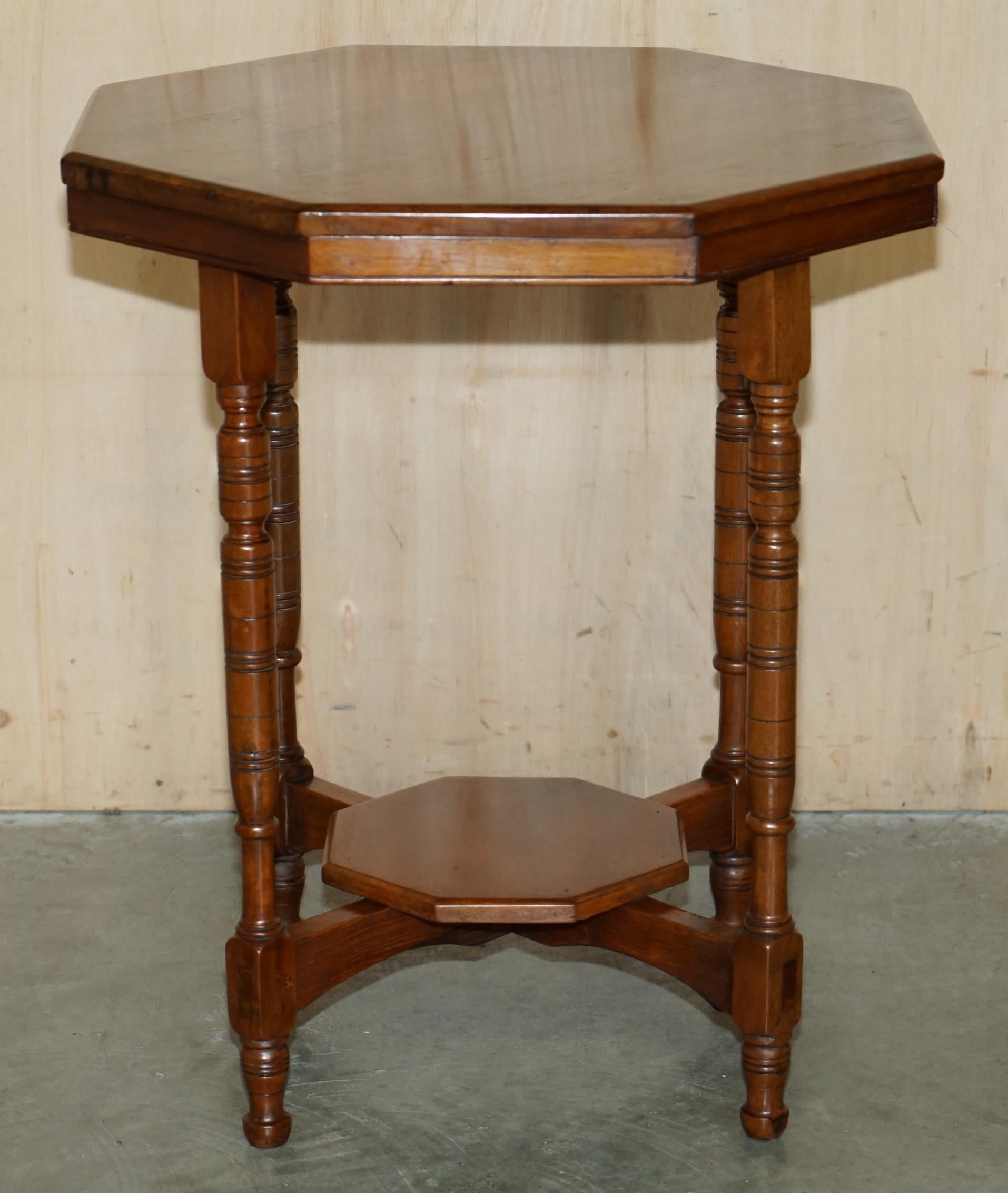 DECORATIVE ENGLISH ViCTORIAN HAND CARVED OCTAGONAL SIDE END OCCASIONAL TABLE For Sale 9