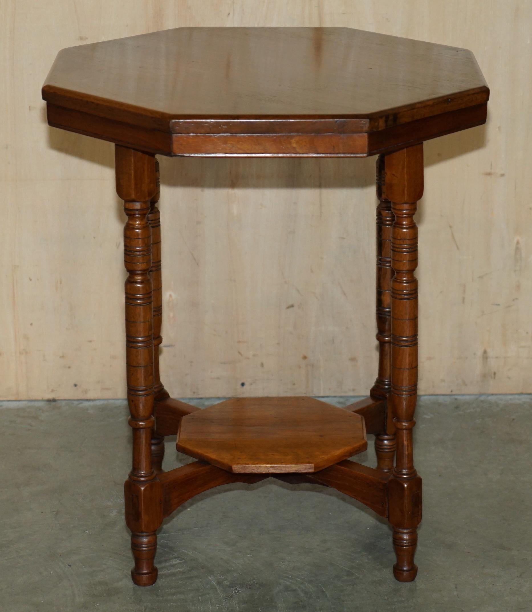 DECORATIVE ENGLISH ViCTORIAN HAND CARVED OCTAGONAL SIDE END OCCASIONAL TABLE For Sale 10