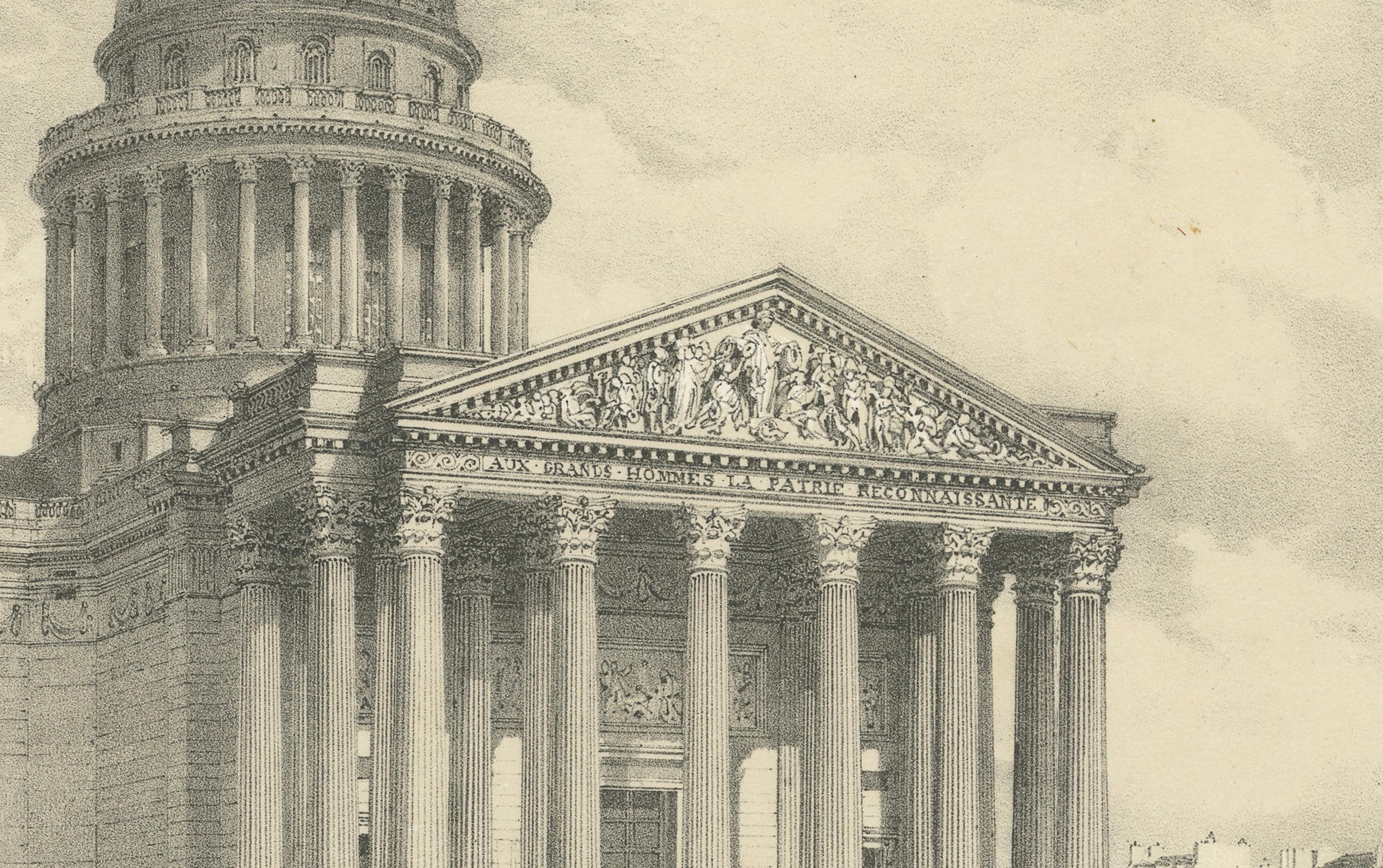 Dekorative Gravur Panthéon Paris in den 1800er Jahren von Bry & Benoist (Papier) im Angebot