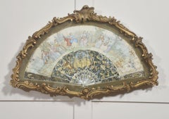 Decorative European Fan in Carved and Gilt Frame