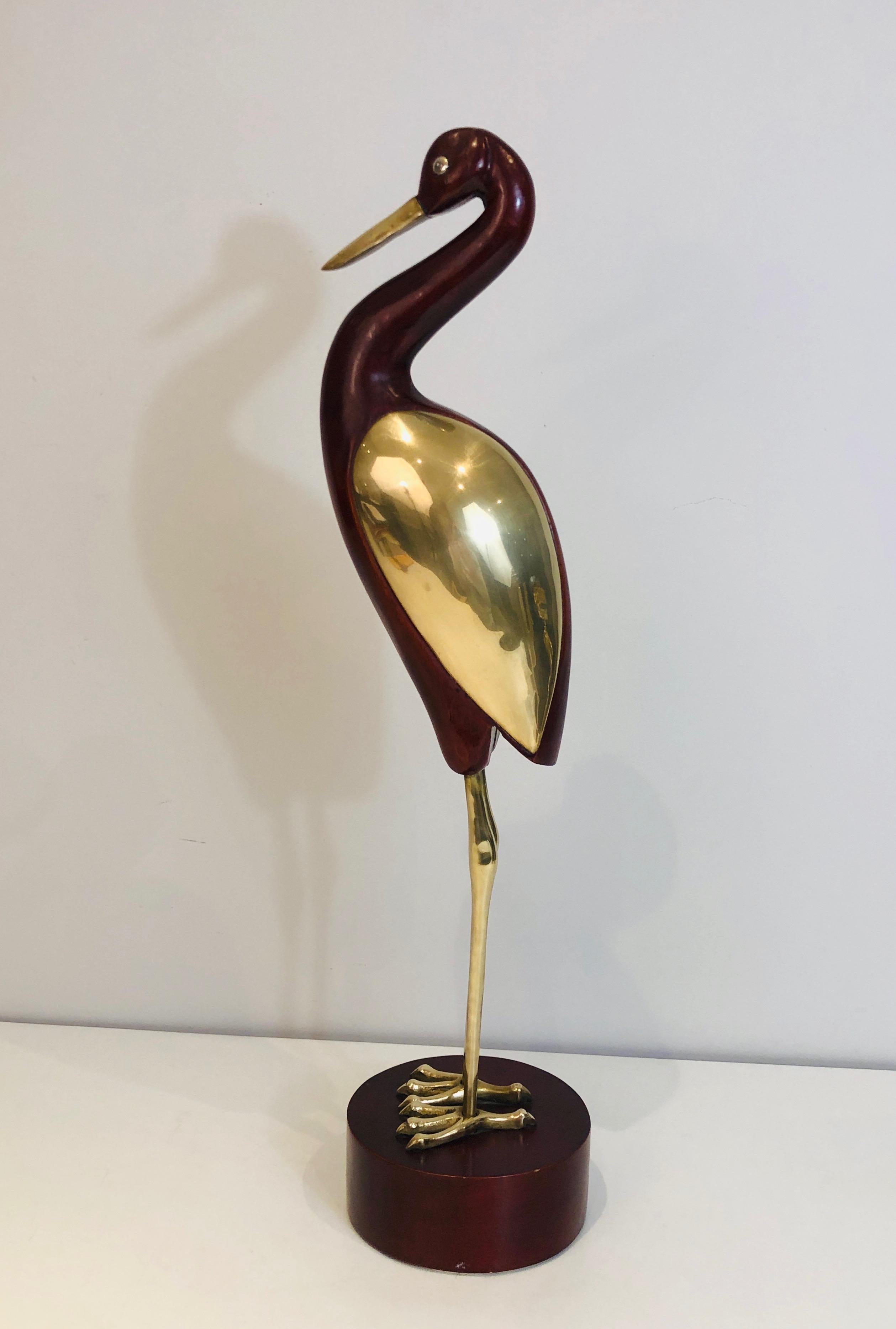 Decorative Exotic Wood and Brass Bird. Restoration on the Neck, French, circa 19 8