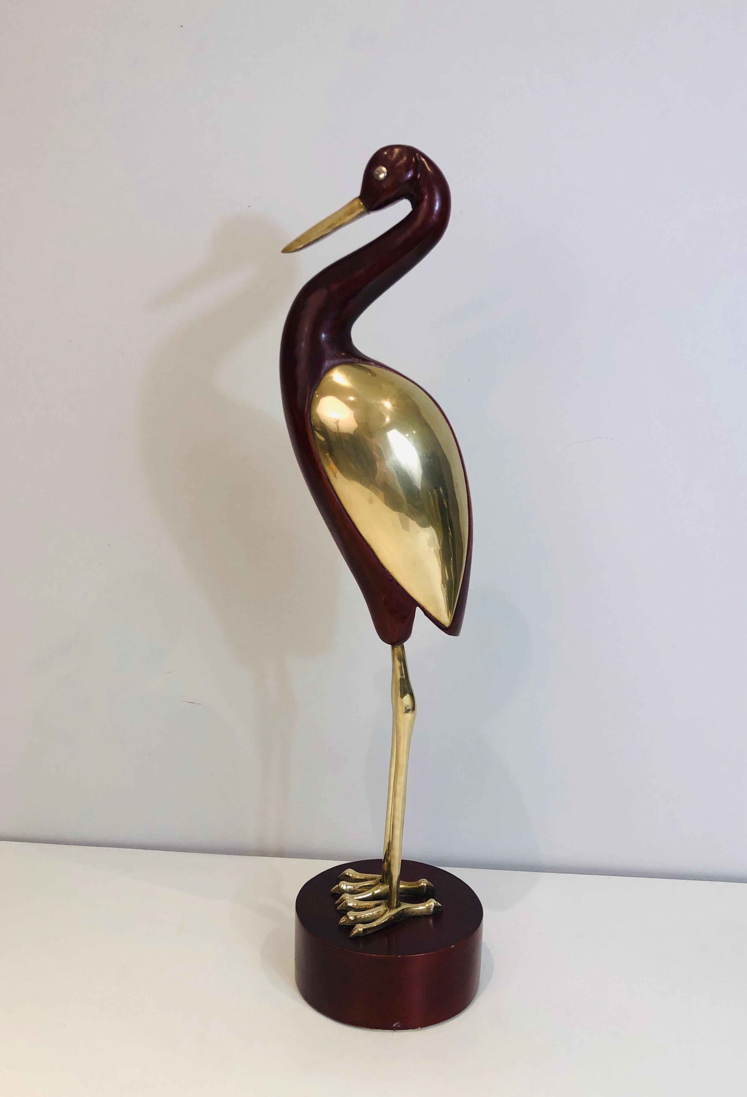 Decorative Exotic Wood and Brass Bird. Restoration on the Neck, French, circa 19 9