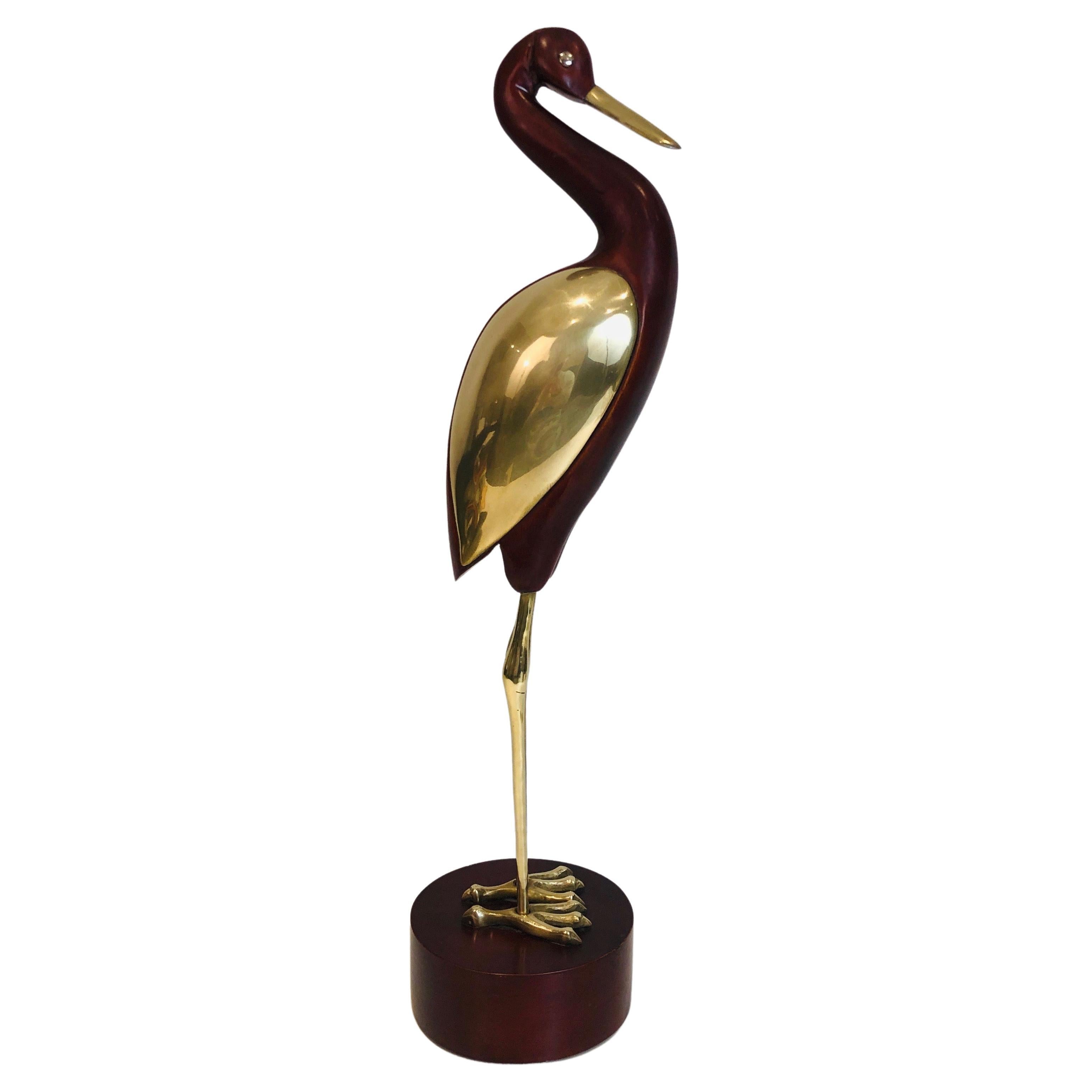 Decorative Exotic Wood and Brass Bird. Restoration on the Neck, French, circa 19