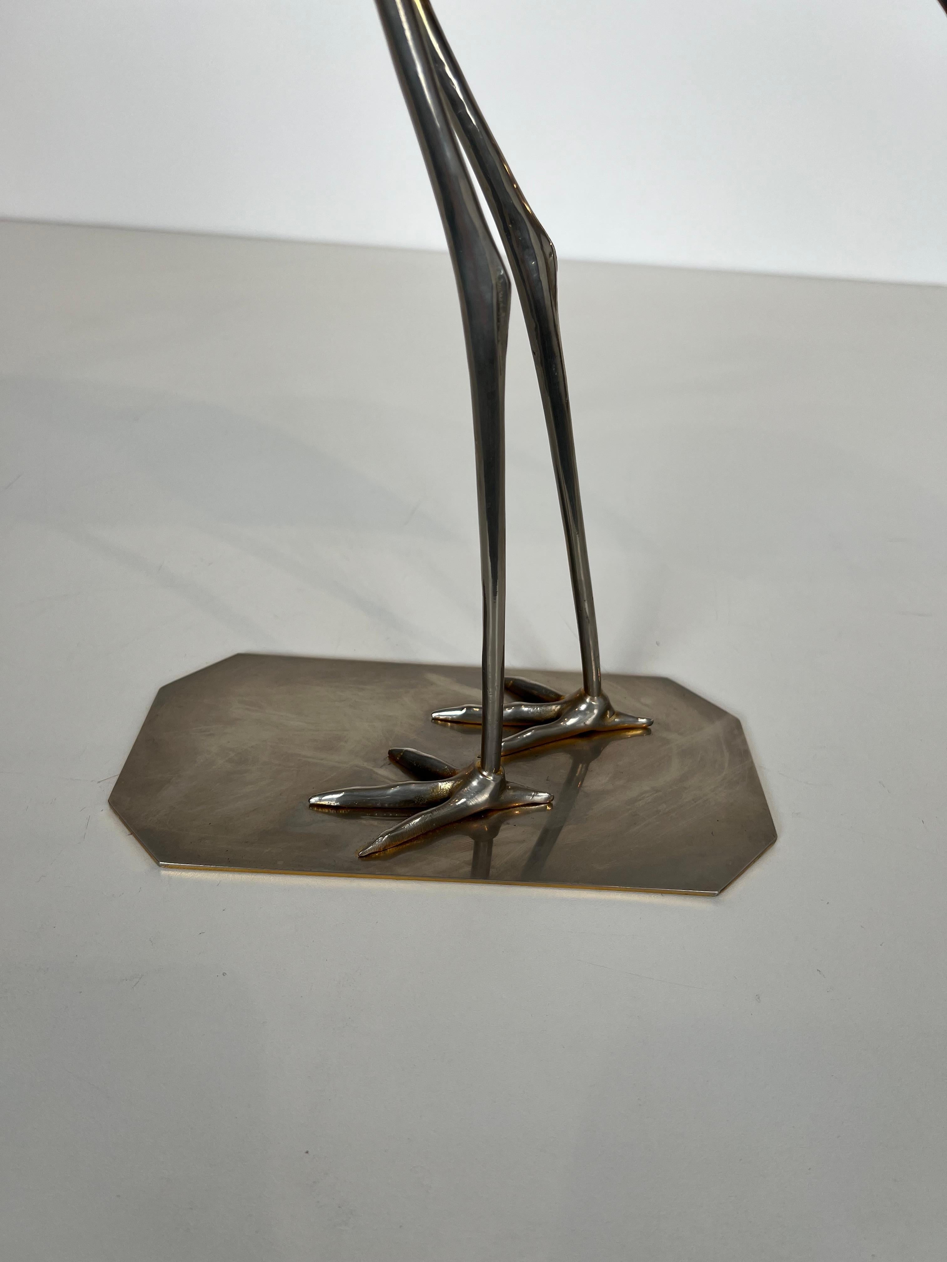 Decorative Exotic Wood and Nickel Bird For Sale 4