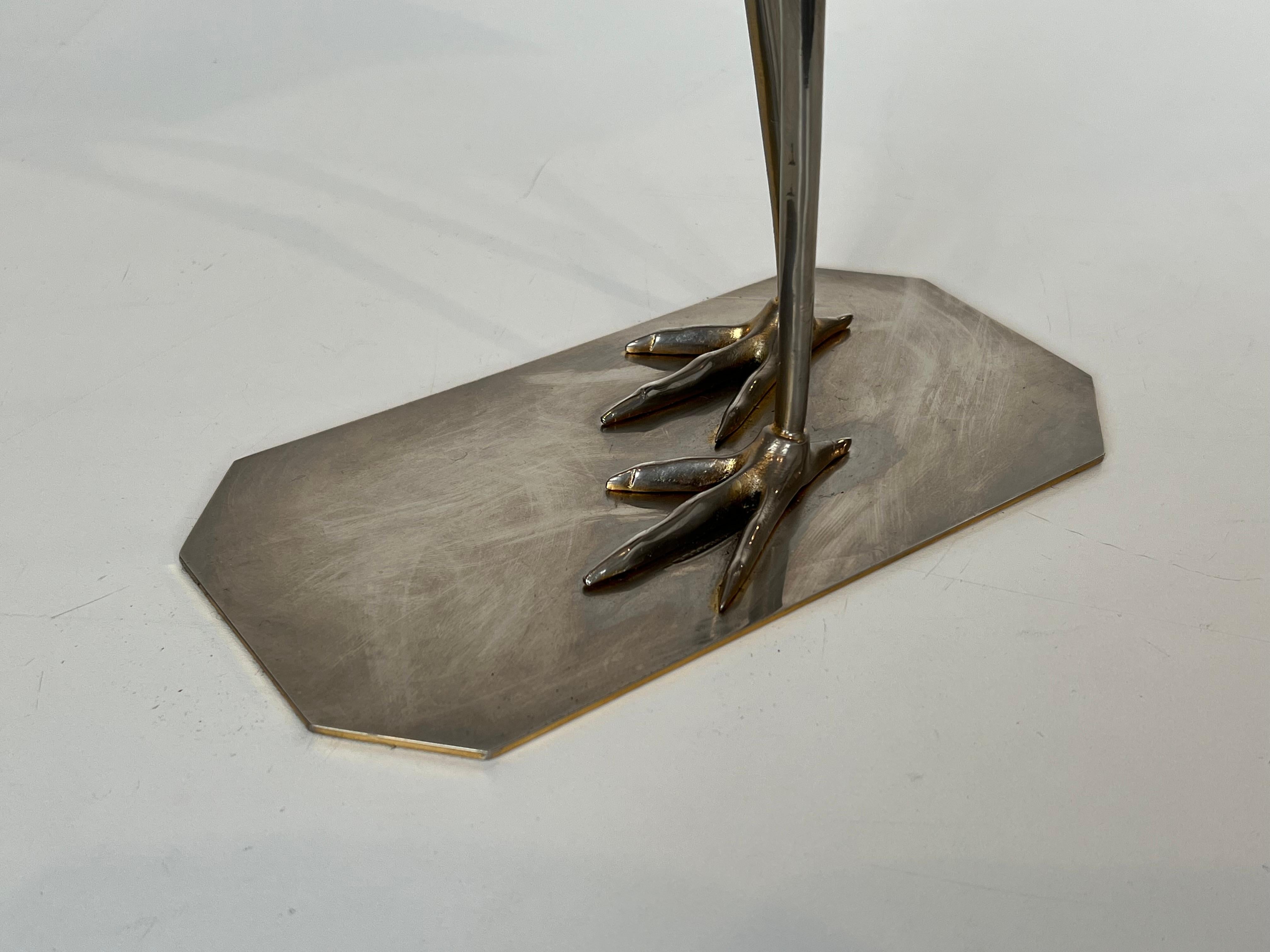 Decorative Exotic Wood and Nickel Bird For Sale 5
