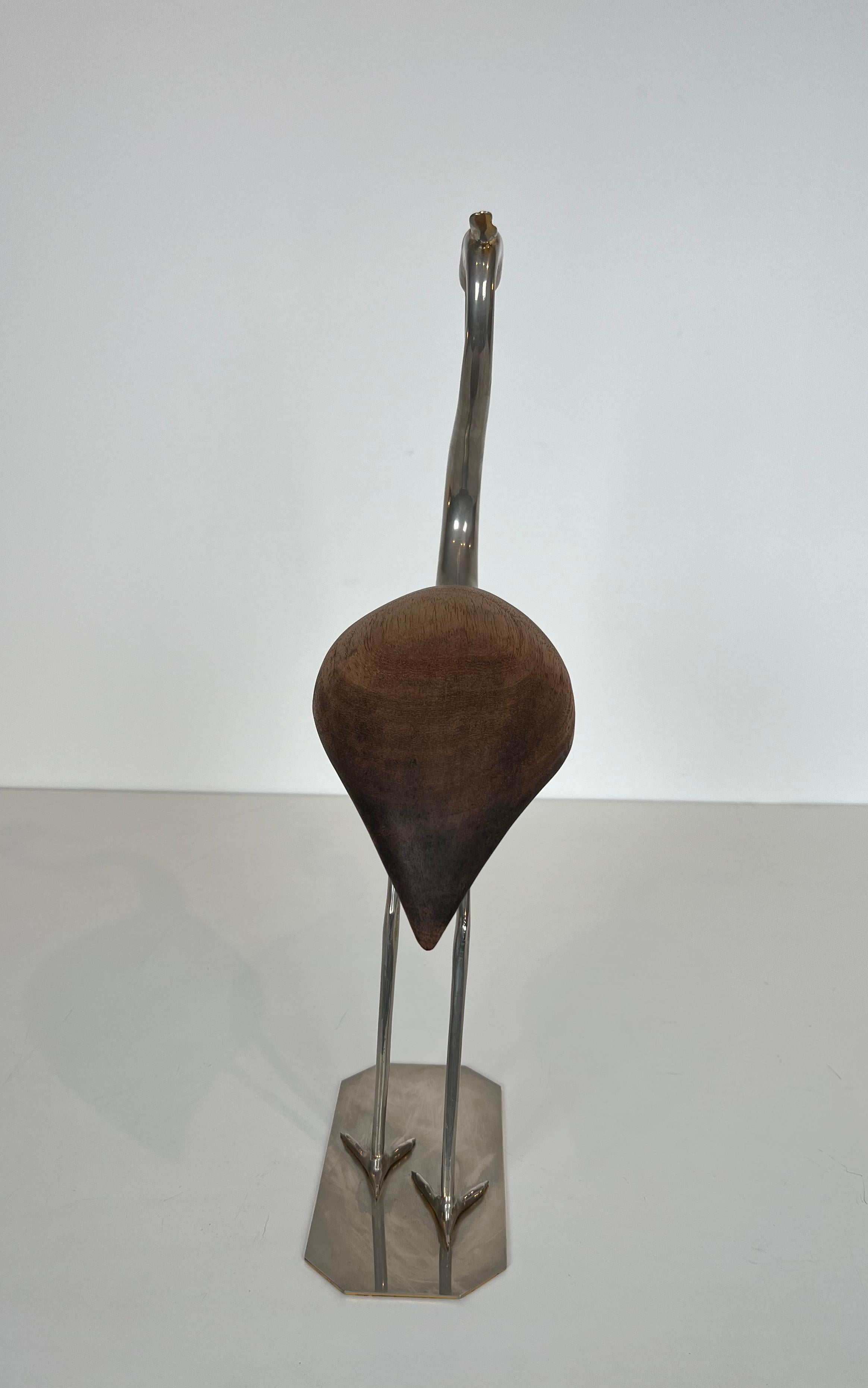 Decorative Exotic Wood and Nickel Bird For Sale 8