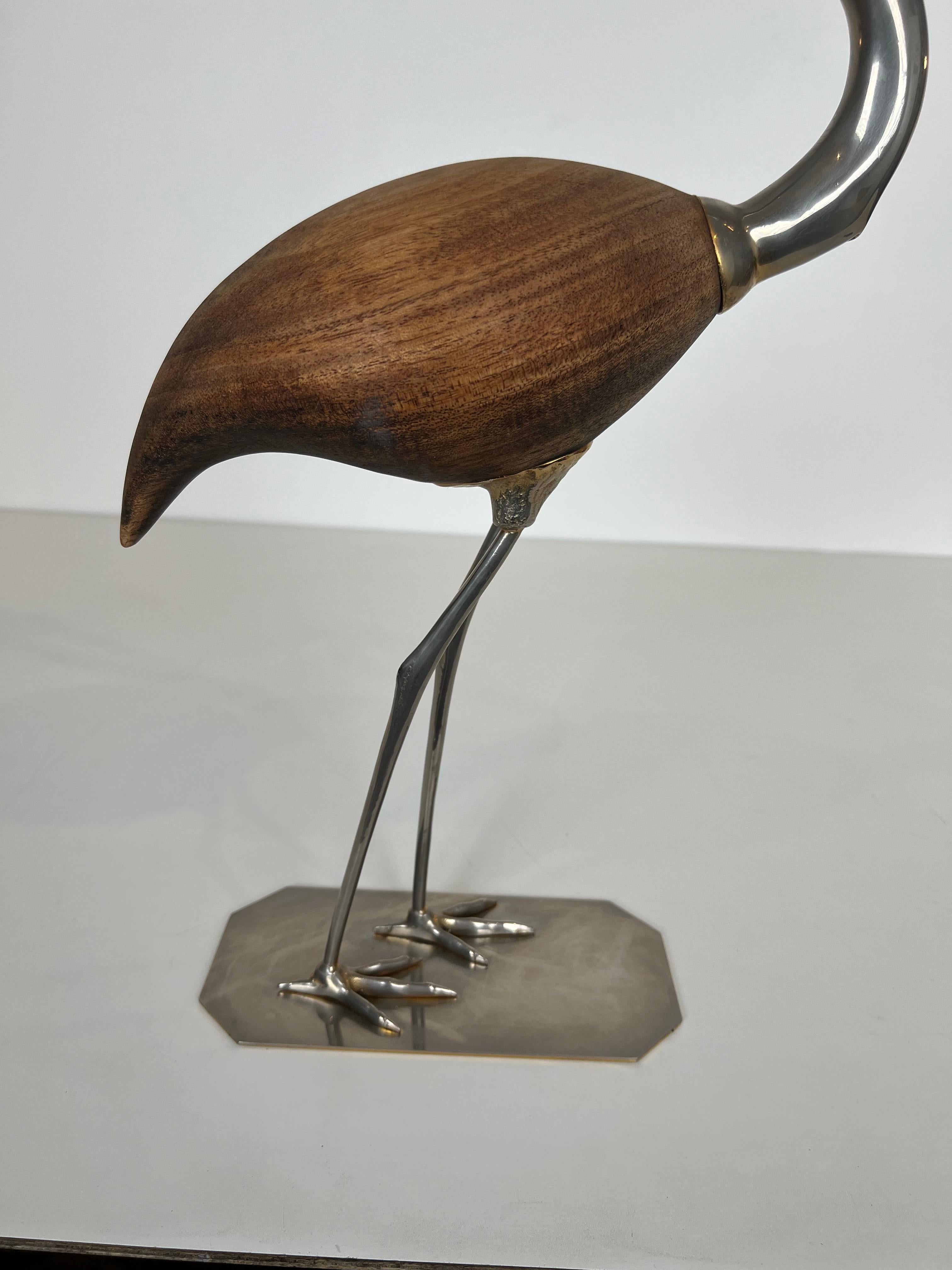 Decorative Exotic Wood and Nickel Bird For Sale 10