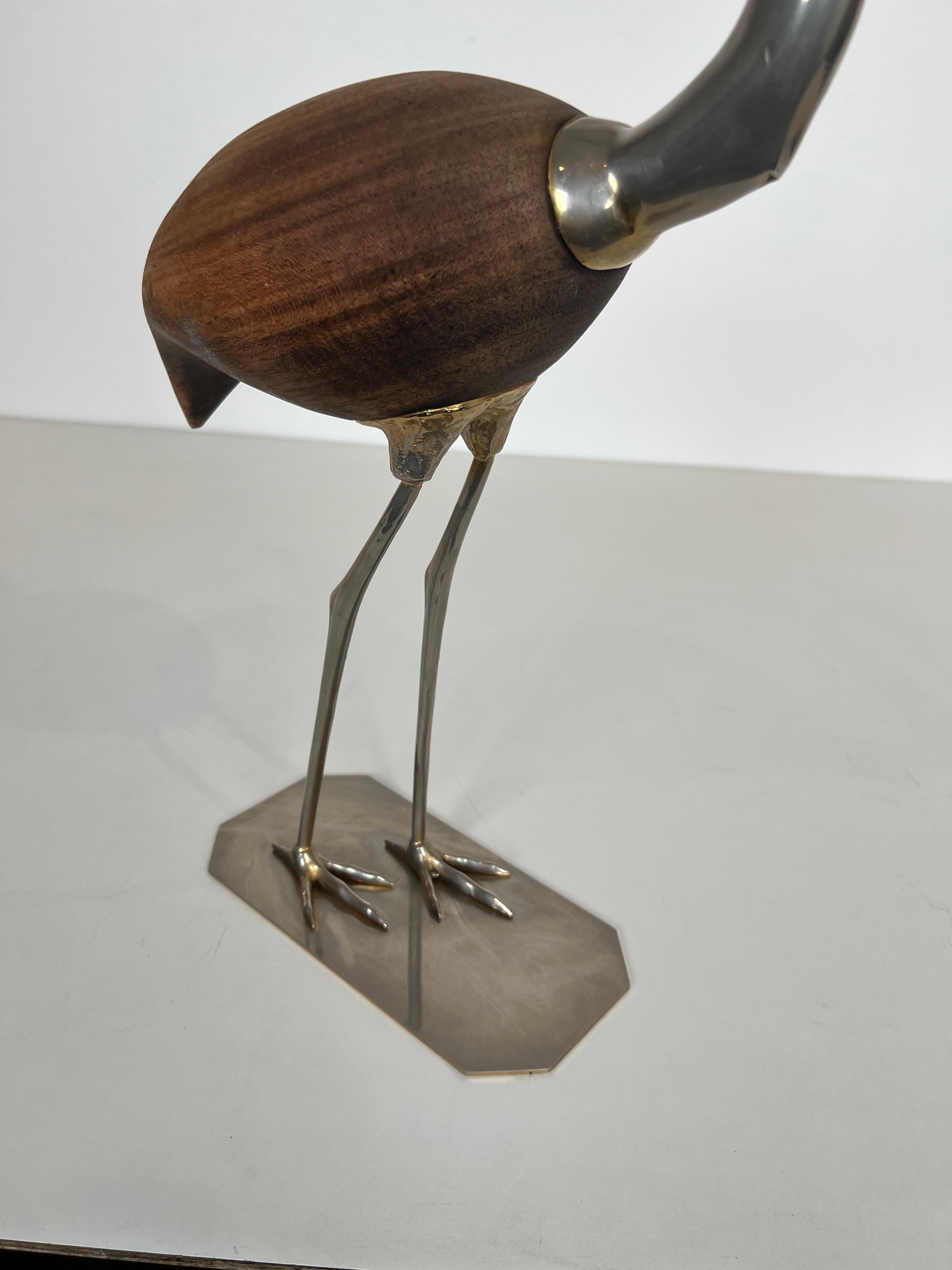 Decorative Exotic Wood and Nickel Bird For Sale 12