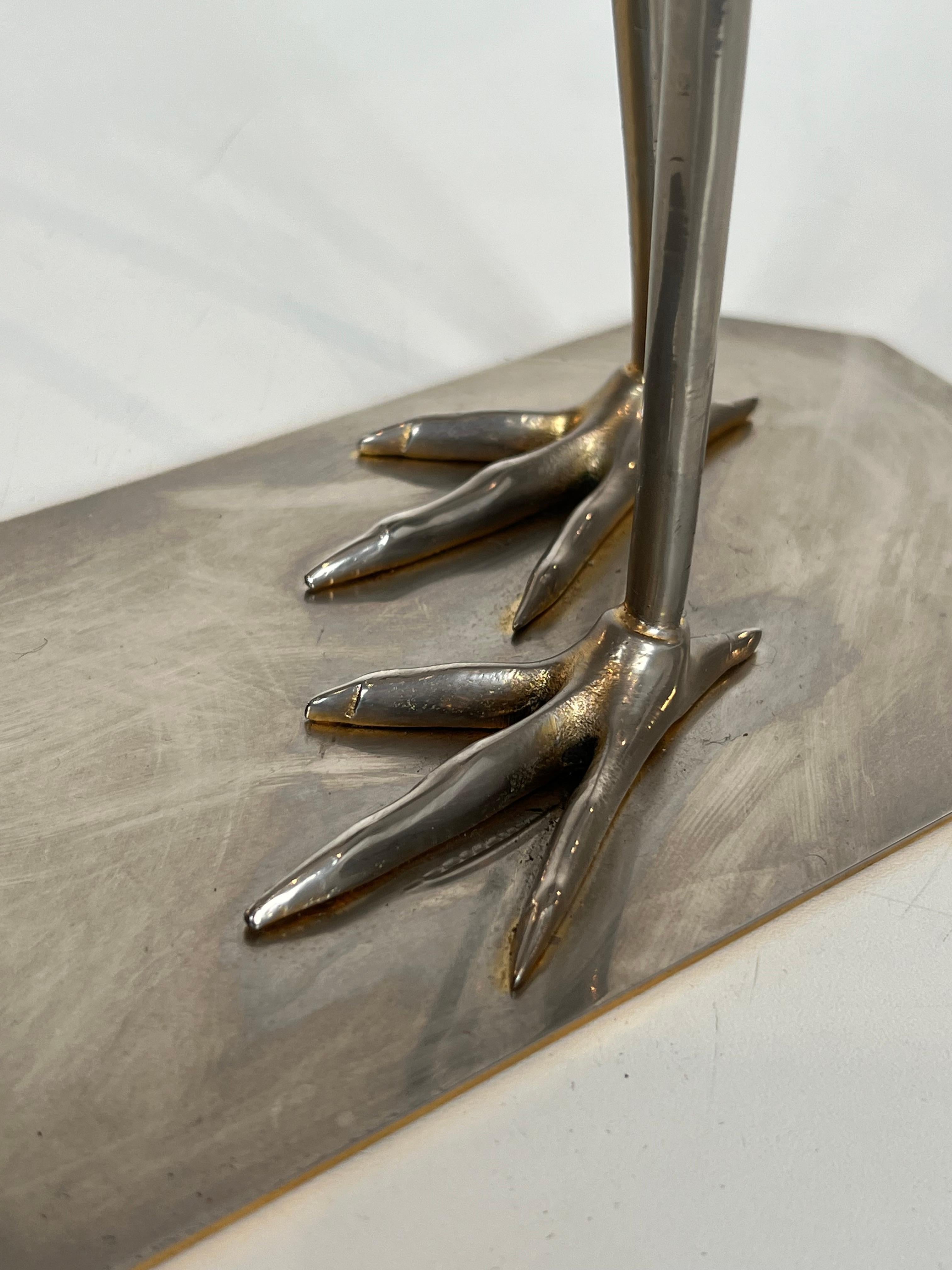 Decorative Exotic Wood and Nickel Bird For Sale 13