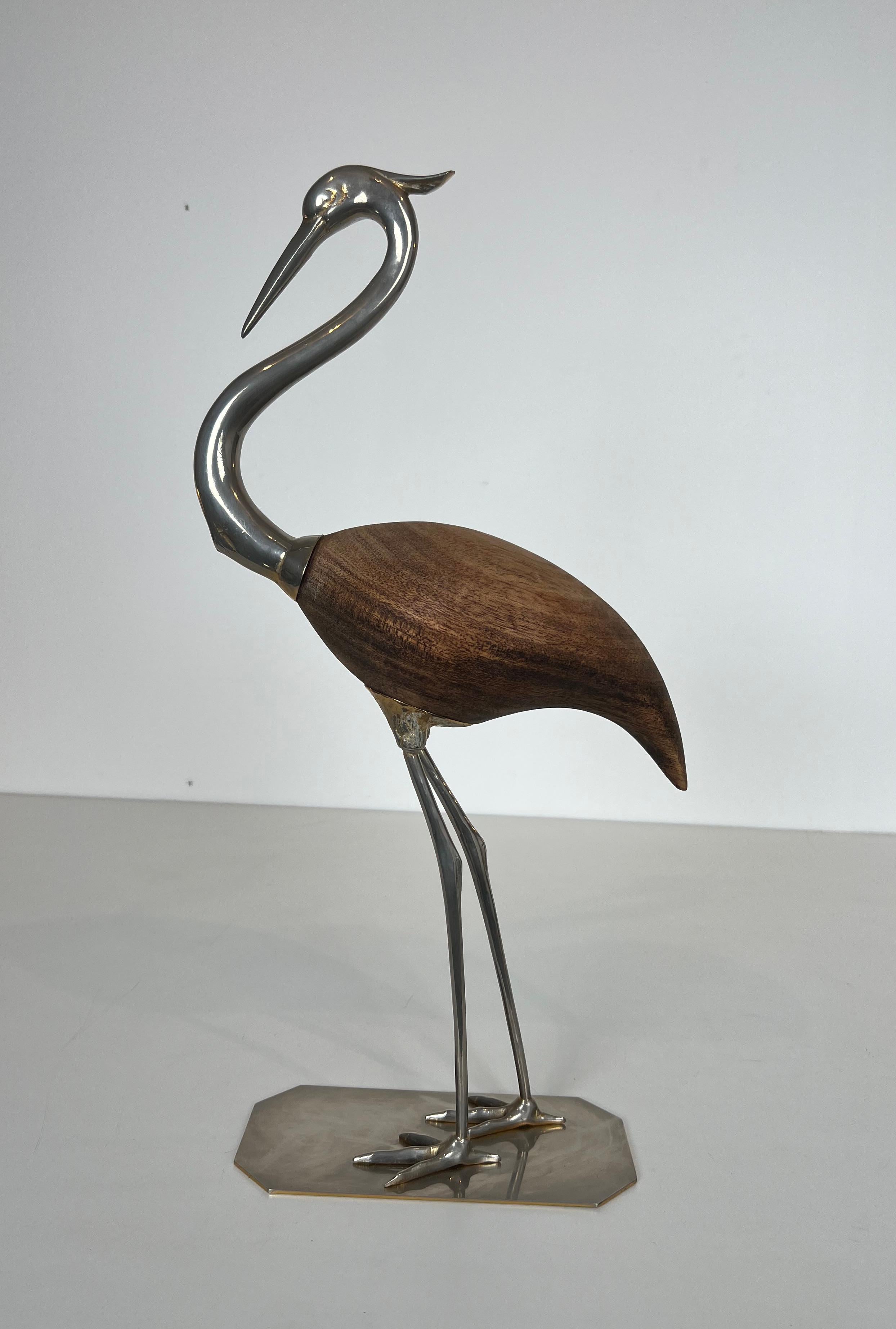 Decorative Exotic Wood and Nickel Bird For Sale 14