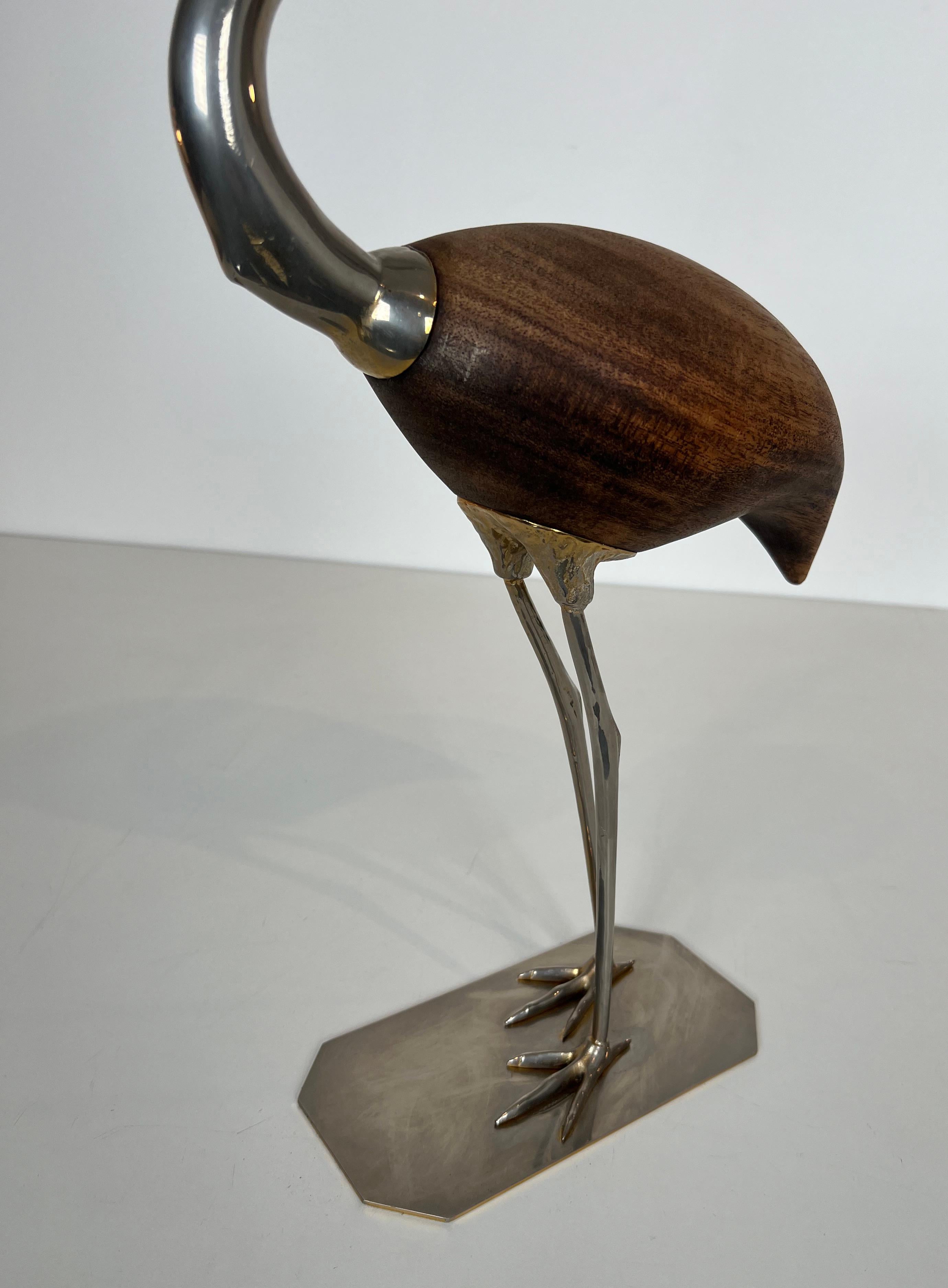 Decorative Exotic Wood and Nickel Bird For Sale 3